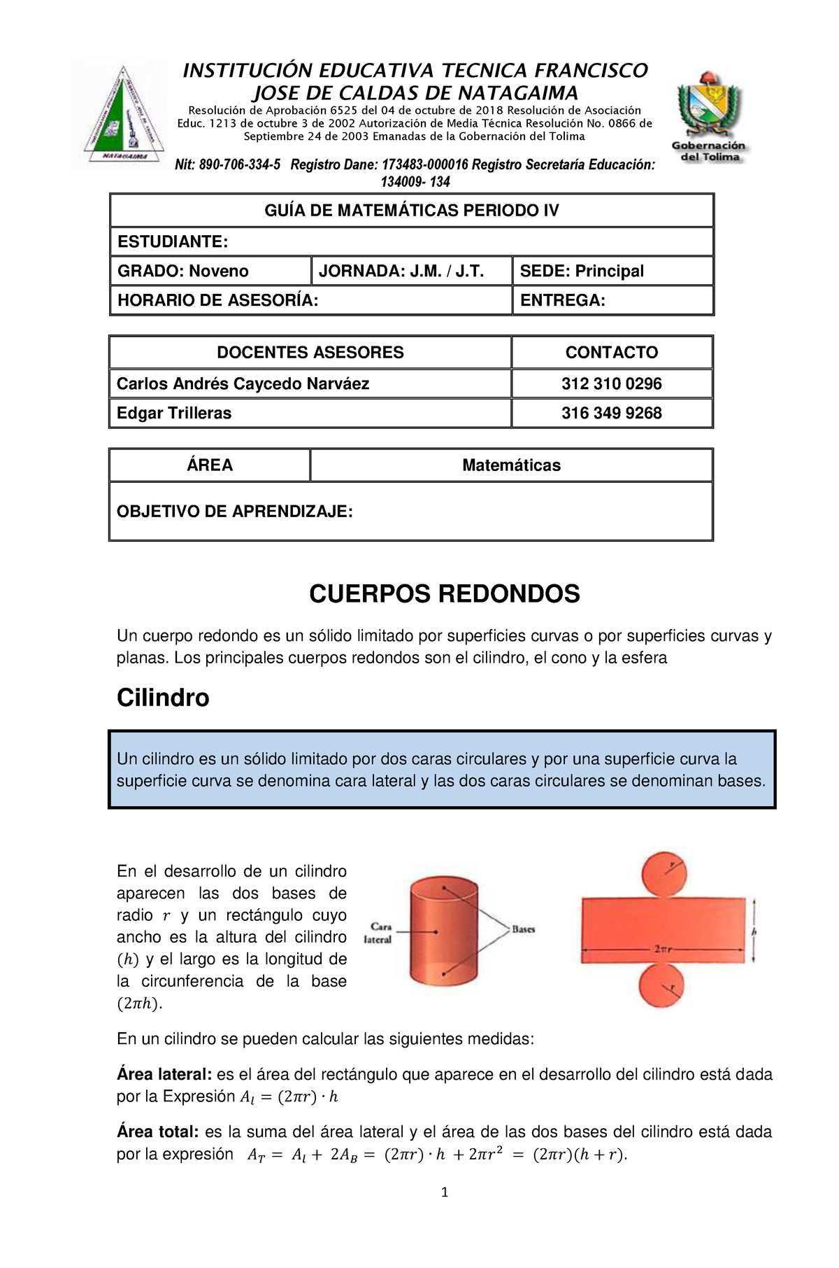 GUIA 9° Matematicas Periodo 4 2021 - INSTITUCI”N EDUCATIVA TECNICA ...