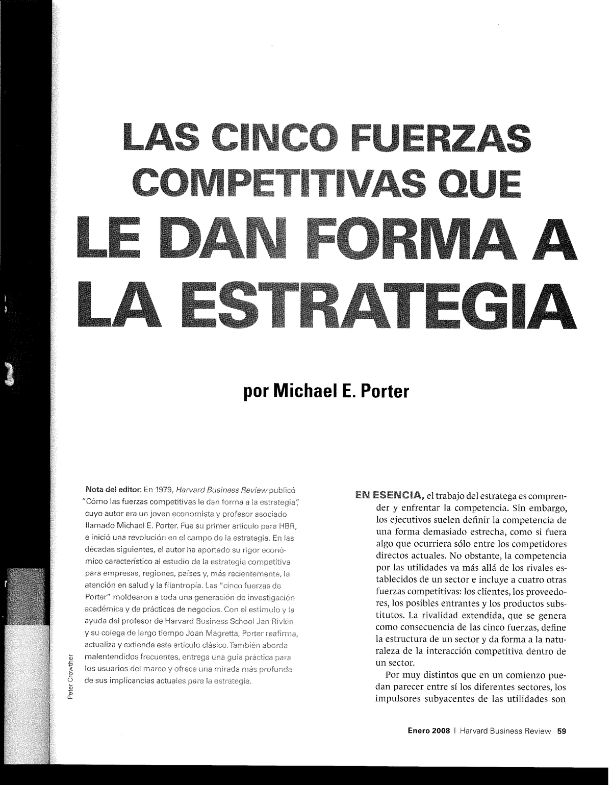 Porter Las 5 Fuerzas Competitivas HBR En.08 2 - Planificación Y ...