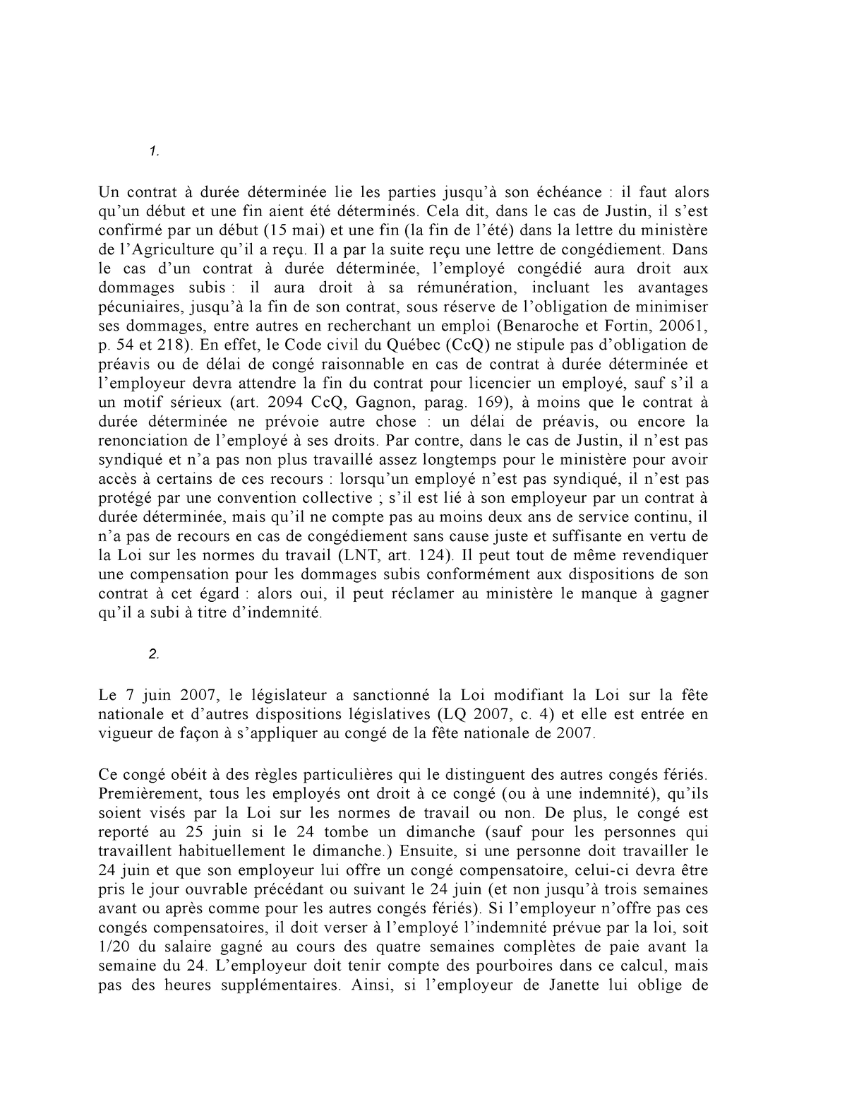 DRT1080 TN2Q - DRT 1080 Travail noté 2 série Q - 1. Un contrat à durée ...