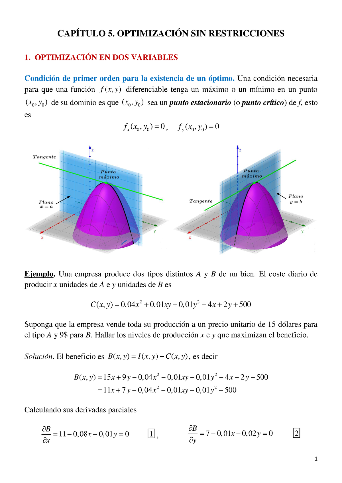 Capítulo 5. Optimización Sin Restricciones V1 - CAPÍTULO 5 ...