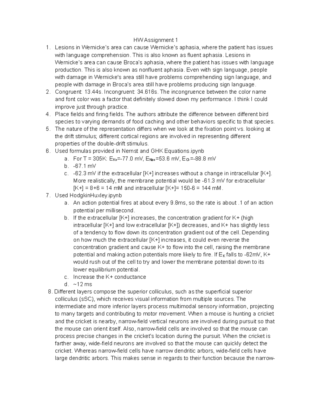 HW1 - Kemere 2022 - HW Assignment 1 Lesions in Wernicke’s area can ...