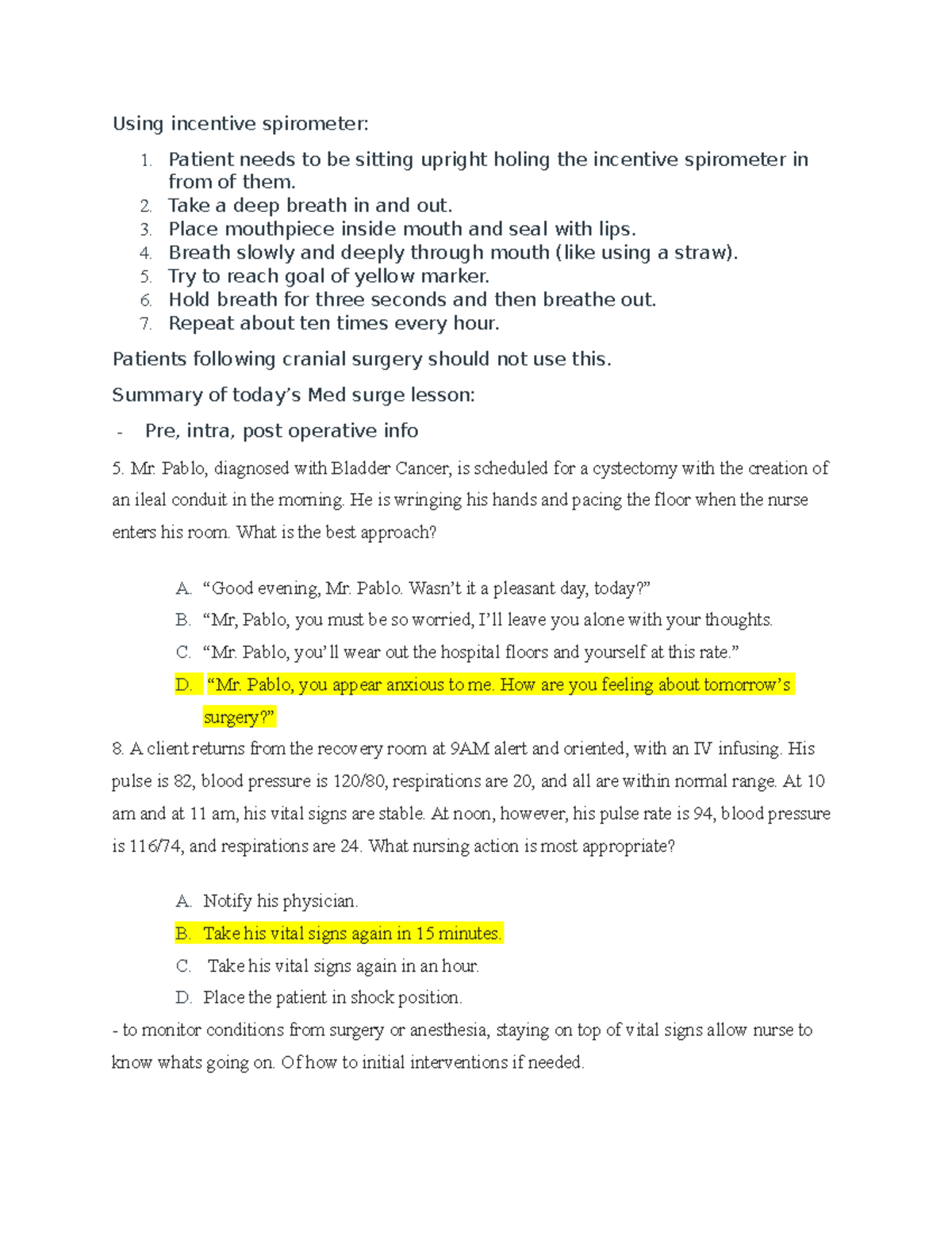 Notes wk 1 In class scenario practice questions Using incentive