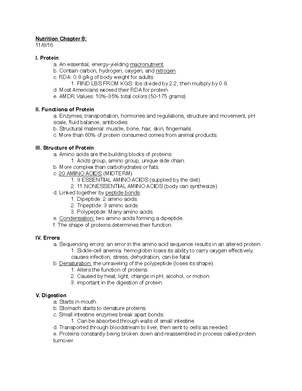 ESS 3 Chapter 8 - Textbook and lecture notes - Nutrition Chapter 8: 11 ...
