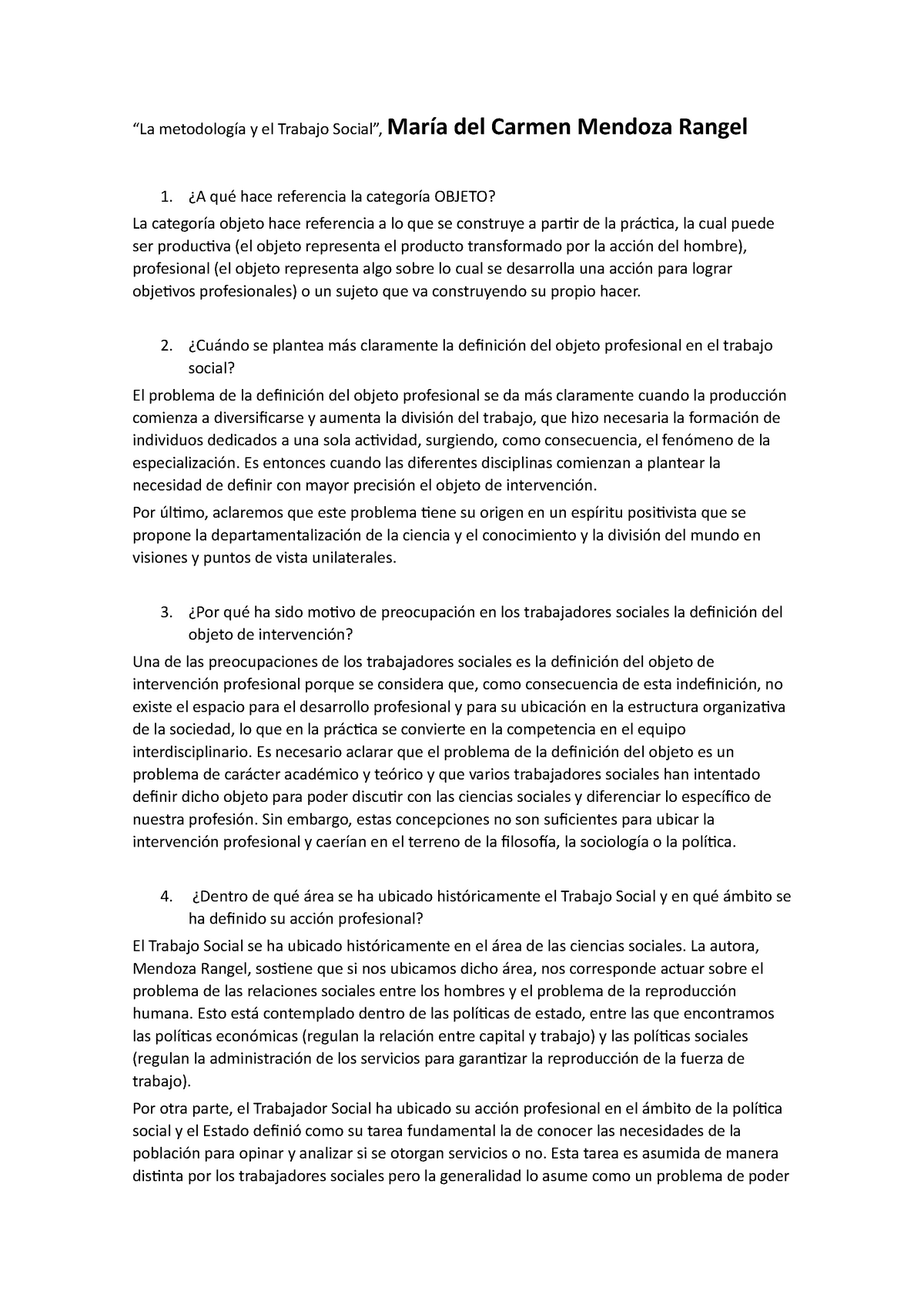 La Metodología Y El Trabajo Social - “La Metodología Y El Trabajo ...