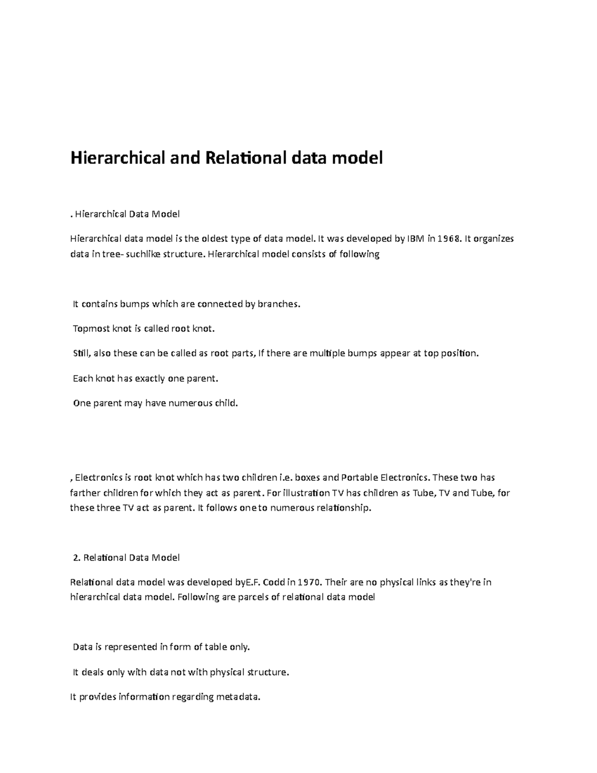 Hierarchical and Relational data model - Hierarchical Data Model ...