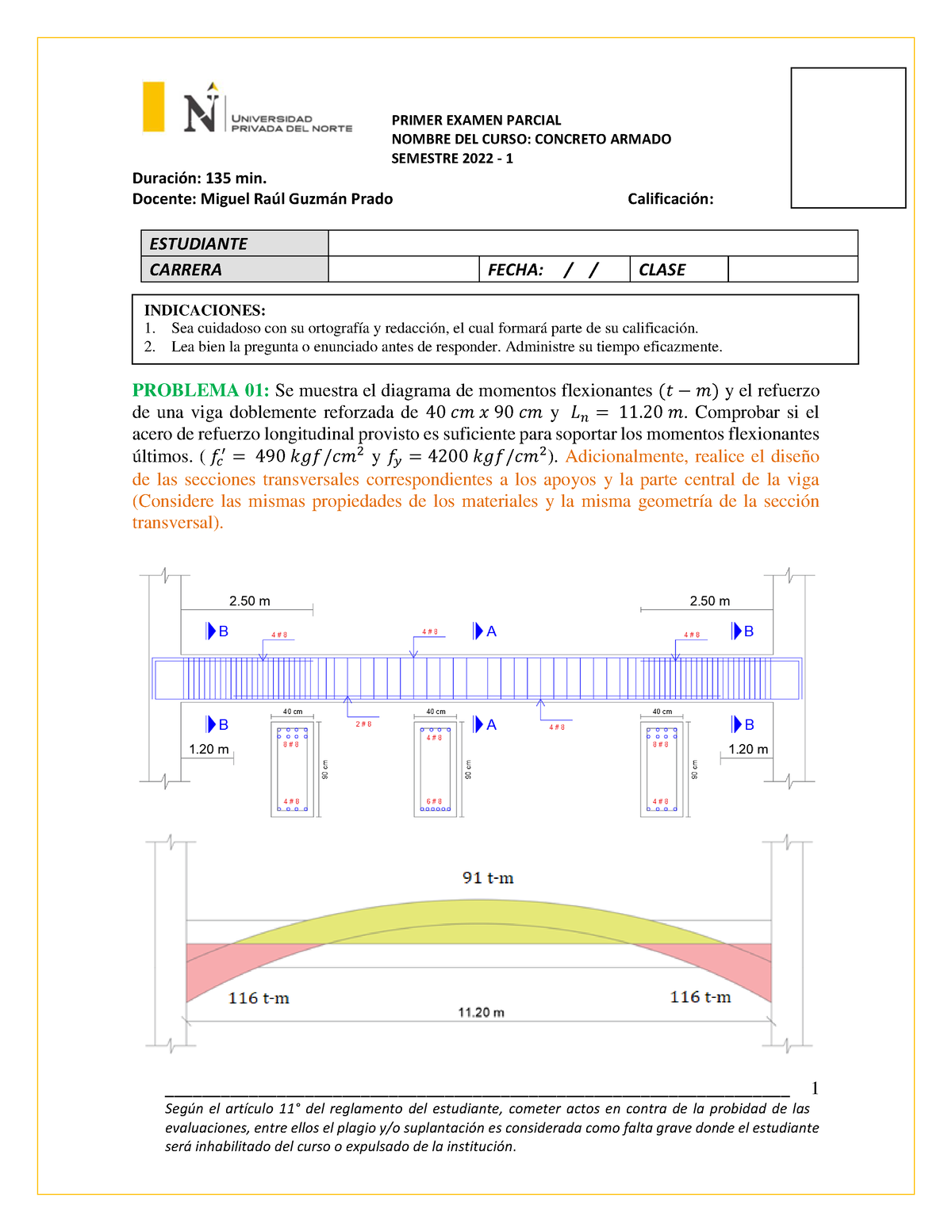 Examen Parcial Concreto Armado 2022-1 Grupo 2 - - Studocu