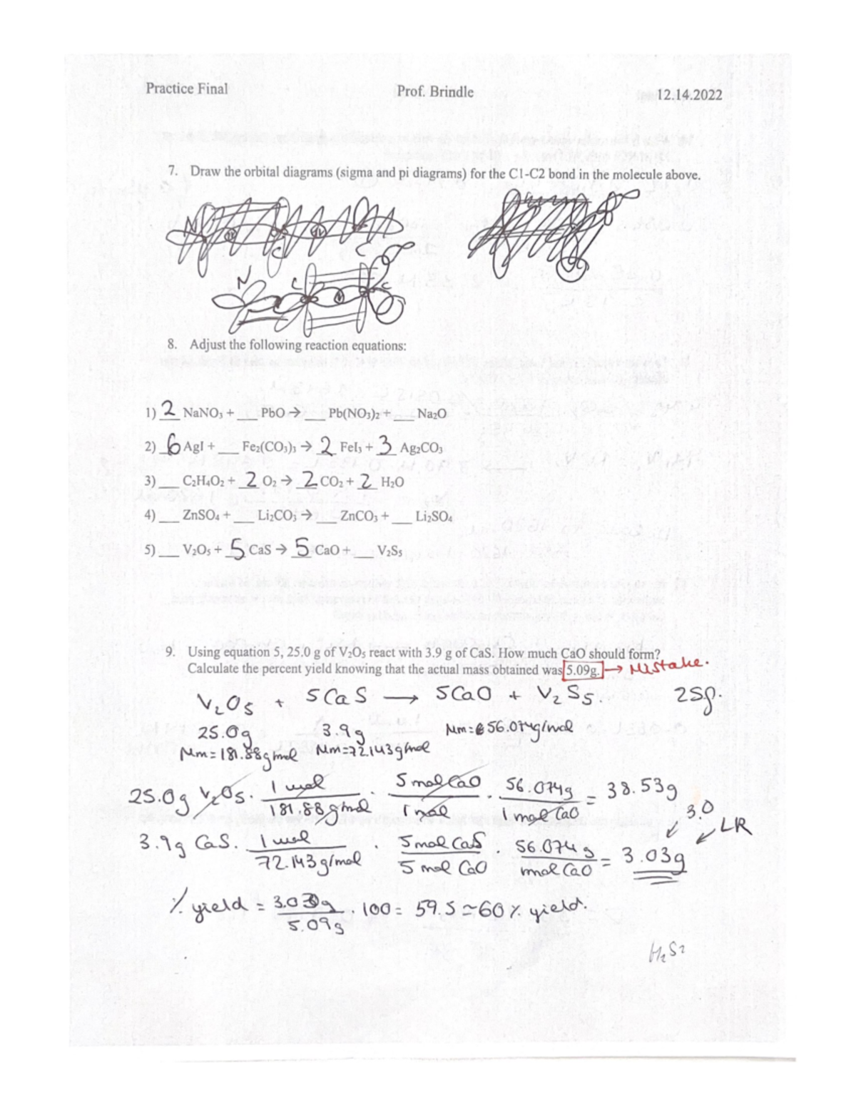 Practice Final Exam Answers - CHEM 111 - Studocu