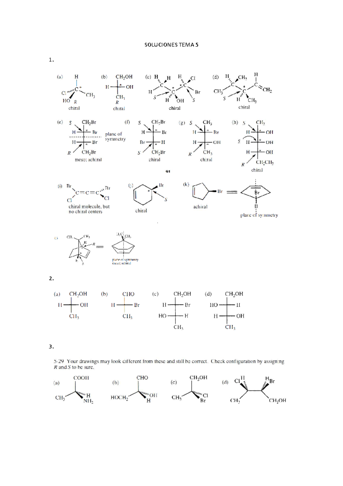 Soluciones TEMA 5 - Solucion. Estereoquimica. 2º Quimica . Conceptos ...