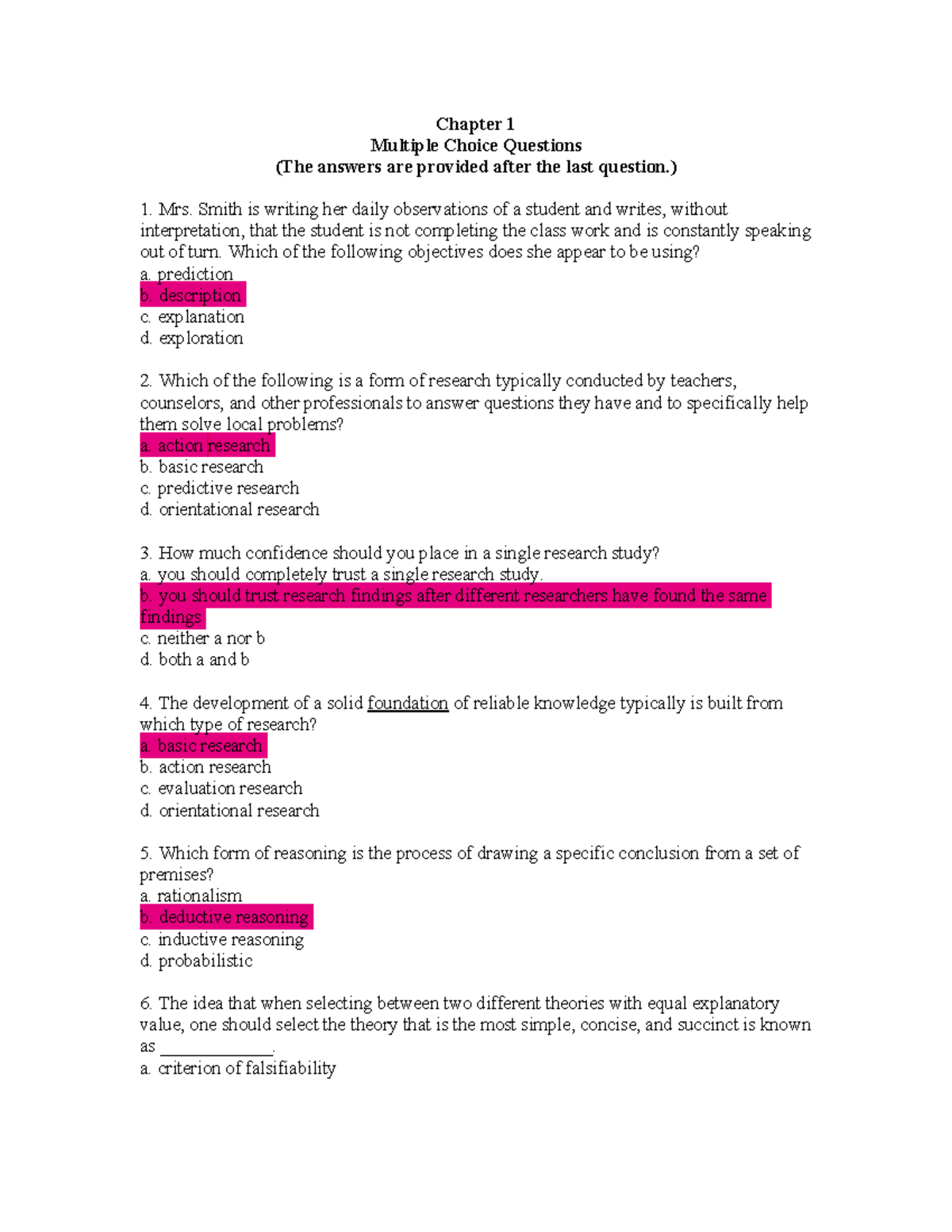 Mc1 - PHD Entrance - Chapter 1 Multiple Choice Questions (The answers ...