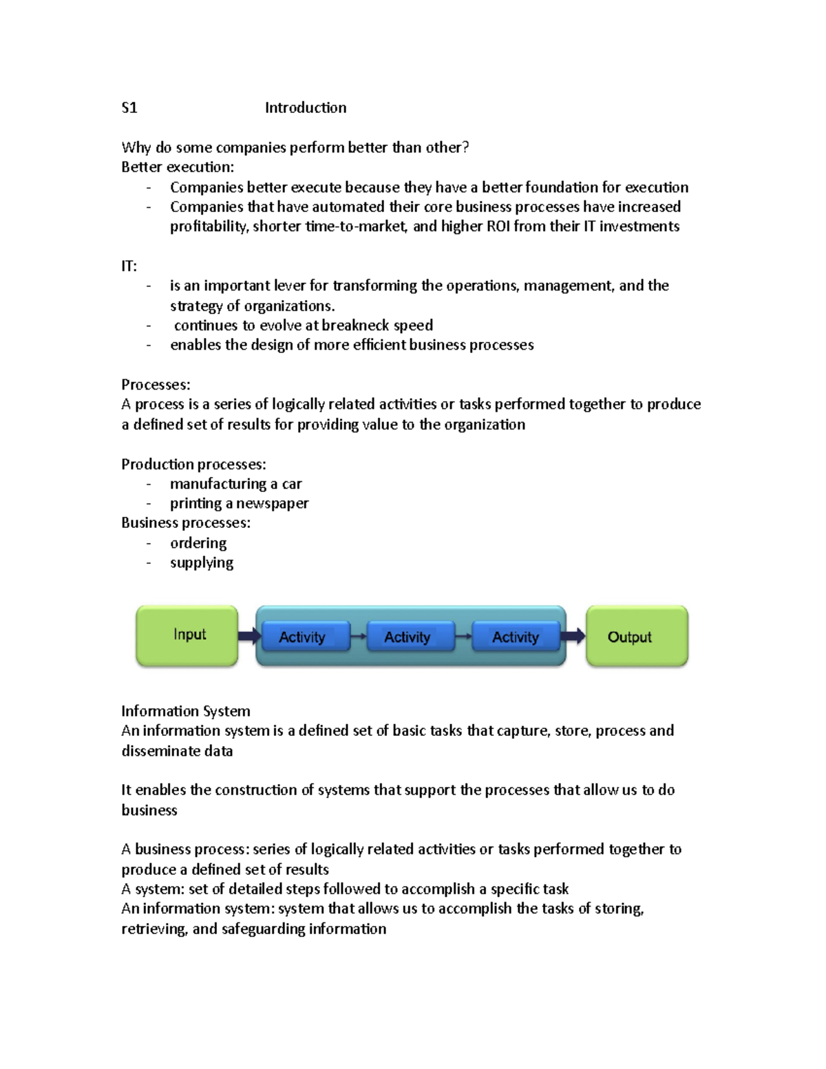 TI Fiches - Final exam IT notes - S1 Introduction Why do some companies ...