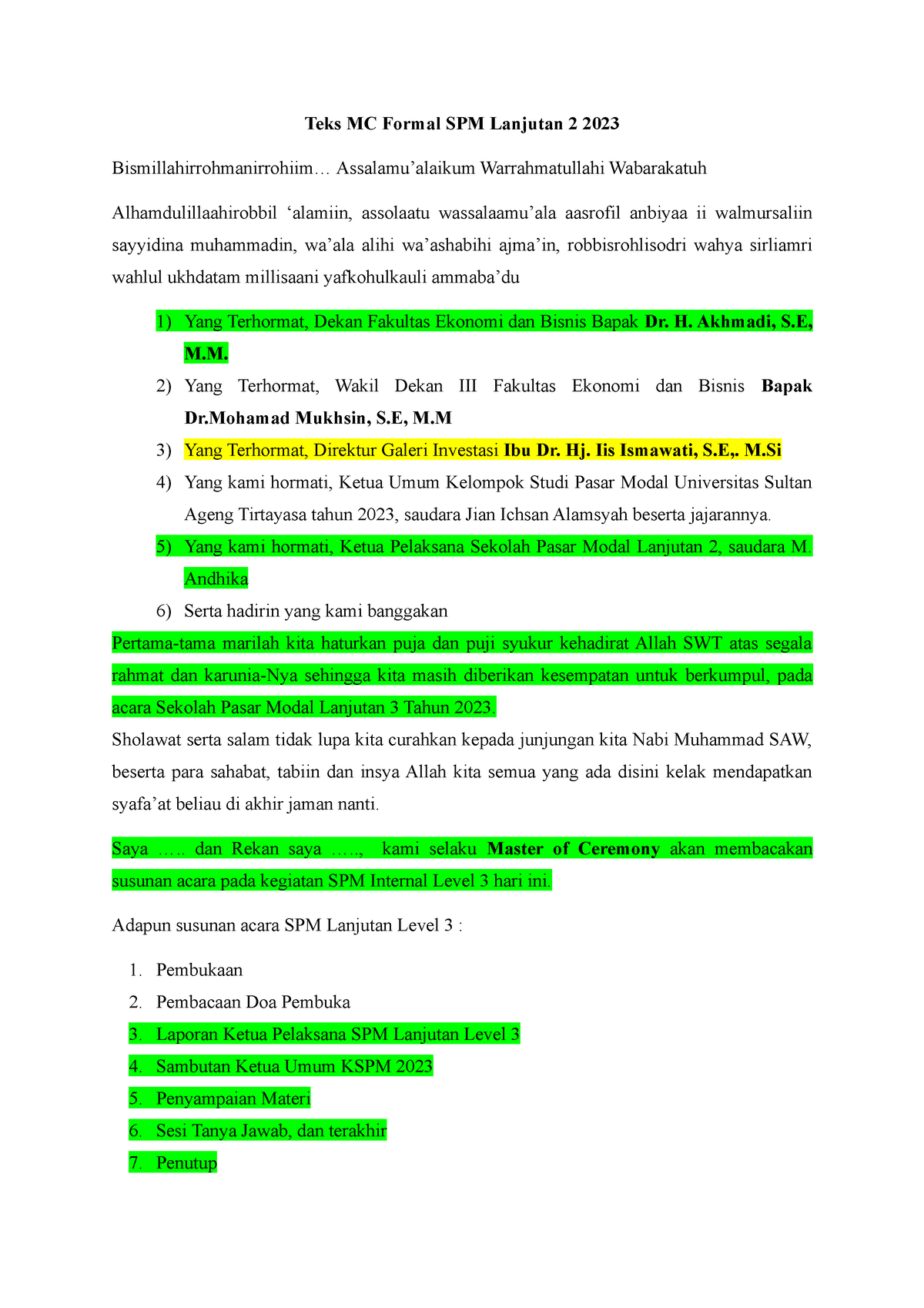 Teks Mc Spm3 Fix Teks Mc Teks Mc Formal Spm Lanjutan 2 2023 Bismillahirrohmanirrohiim