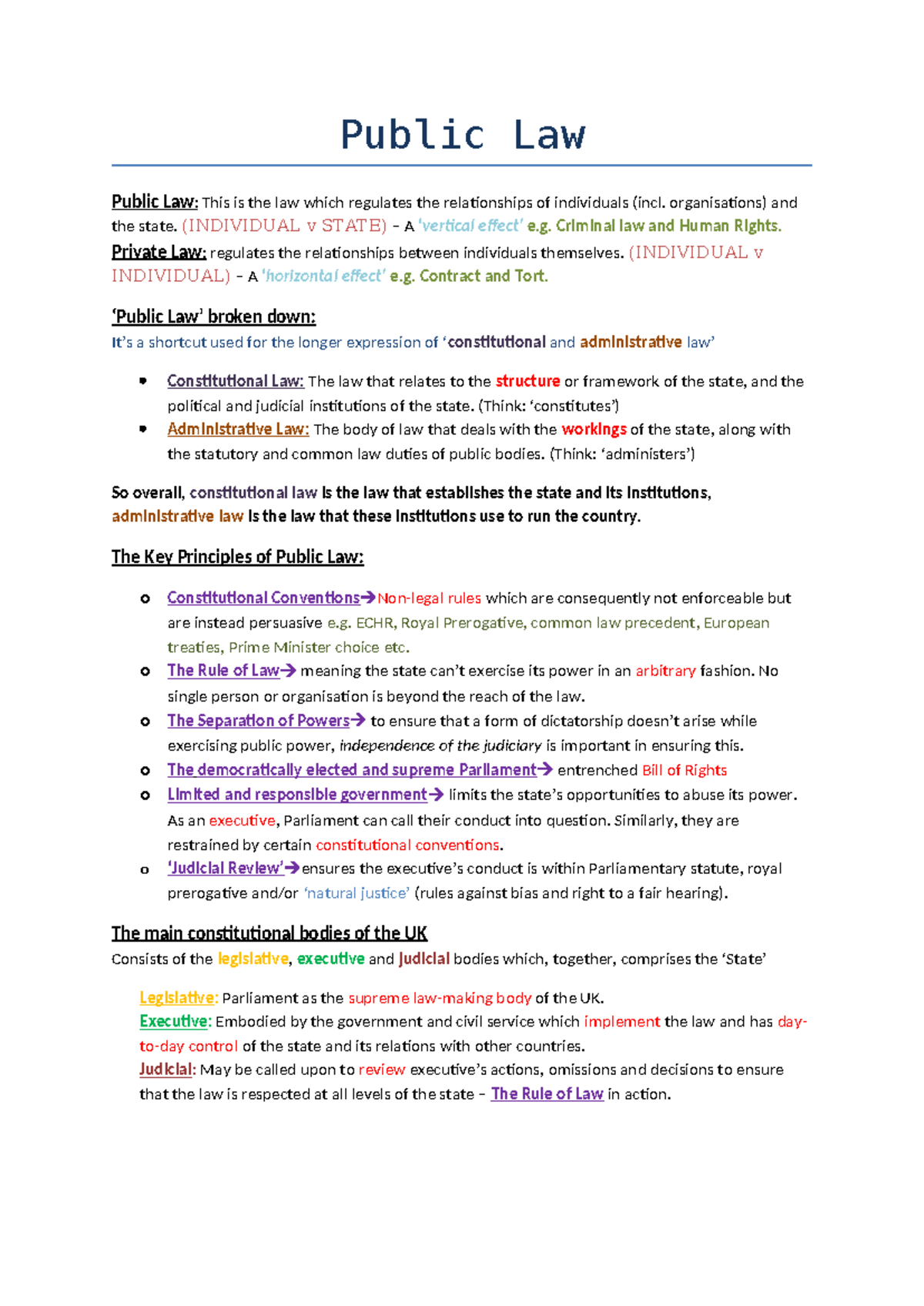 Public Law Notes[ 1165] - Public Law Public Law: This is the law which ...