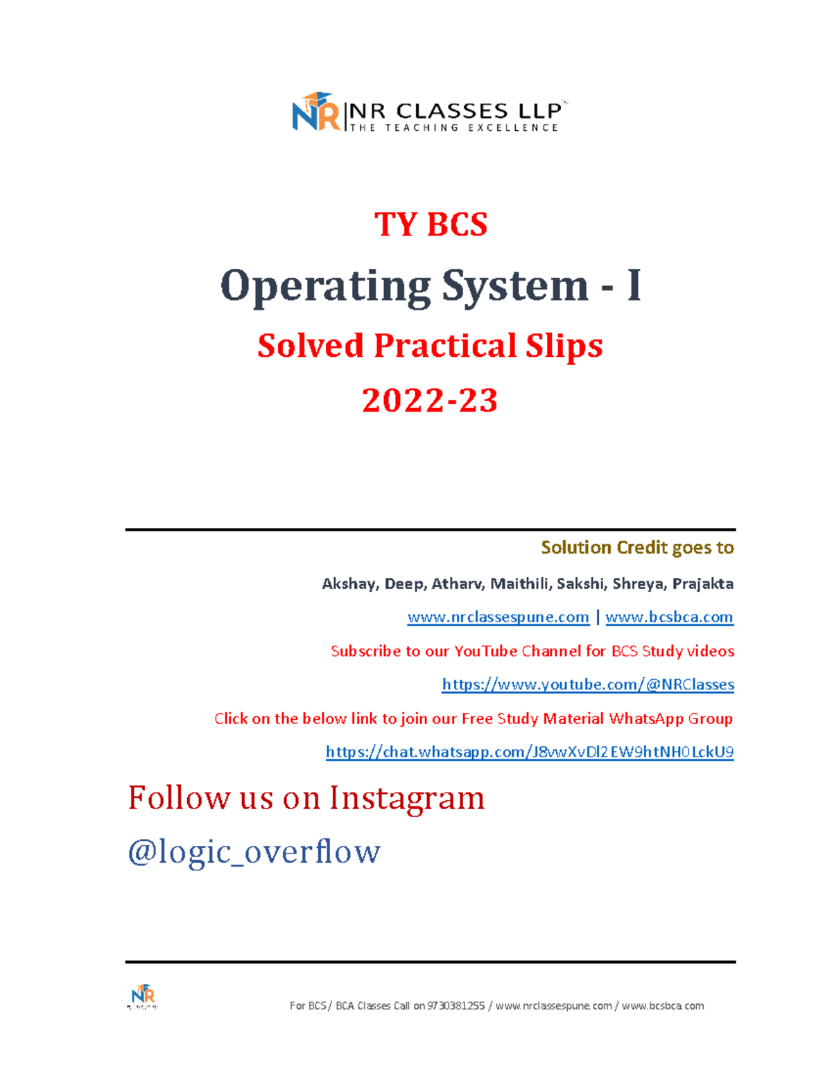 Tybcs OS-I Almost All Slip Solutions - TY BCS Operating System - I ...