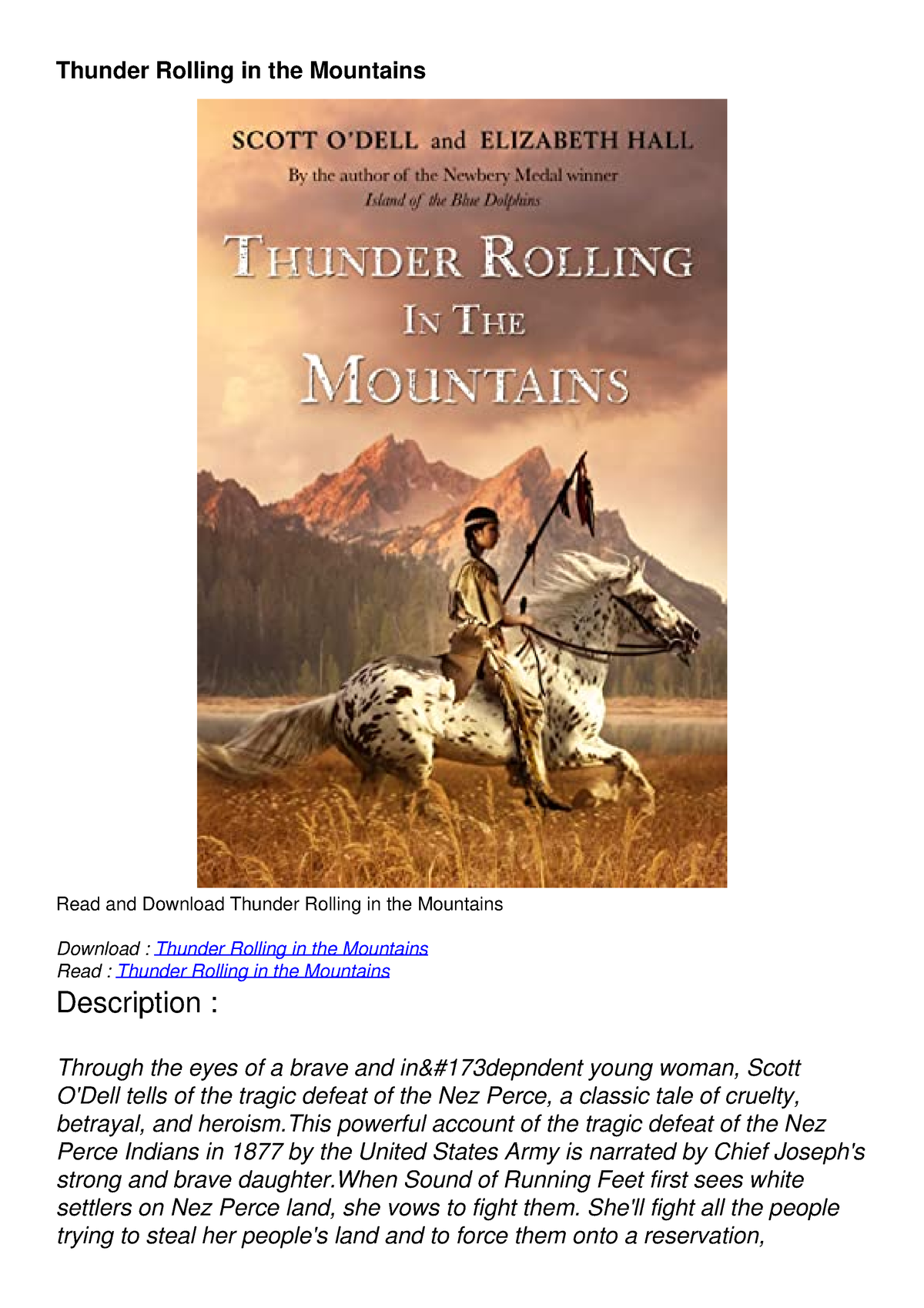 [PDF] DOWNLOAD Thunder Rolling in the Mountains Thunder Rolling in