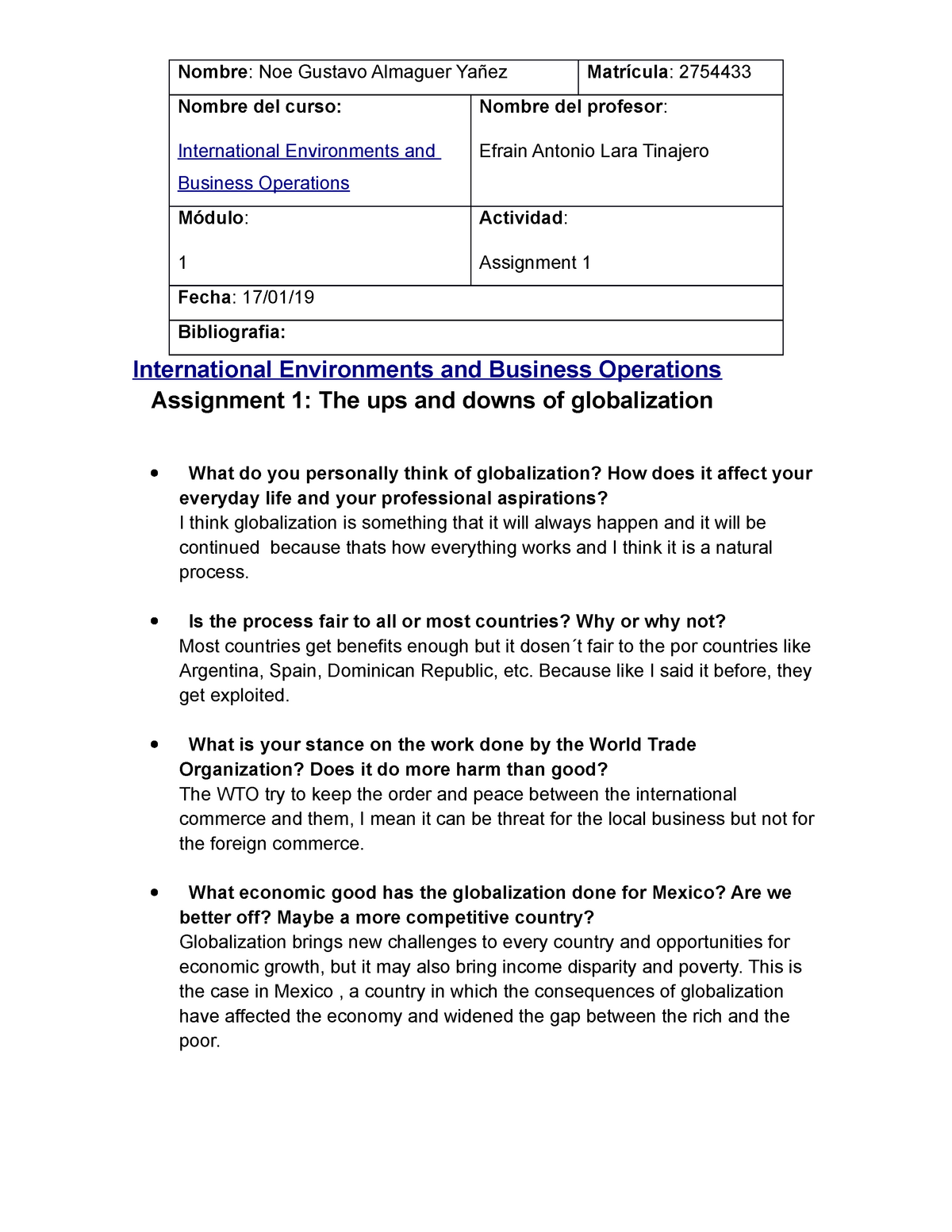 business operations assignment