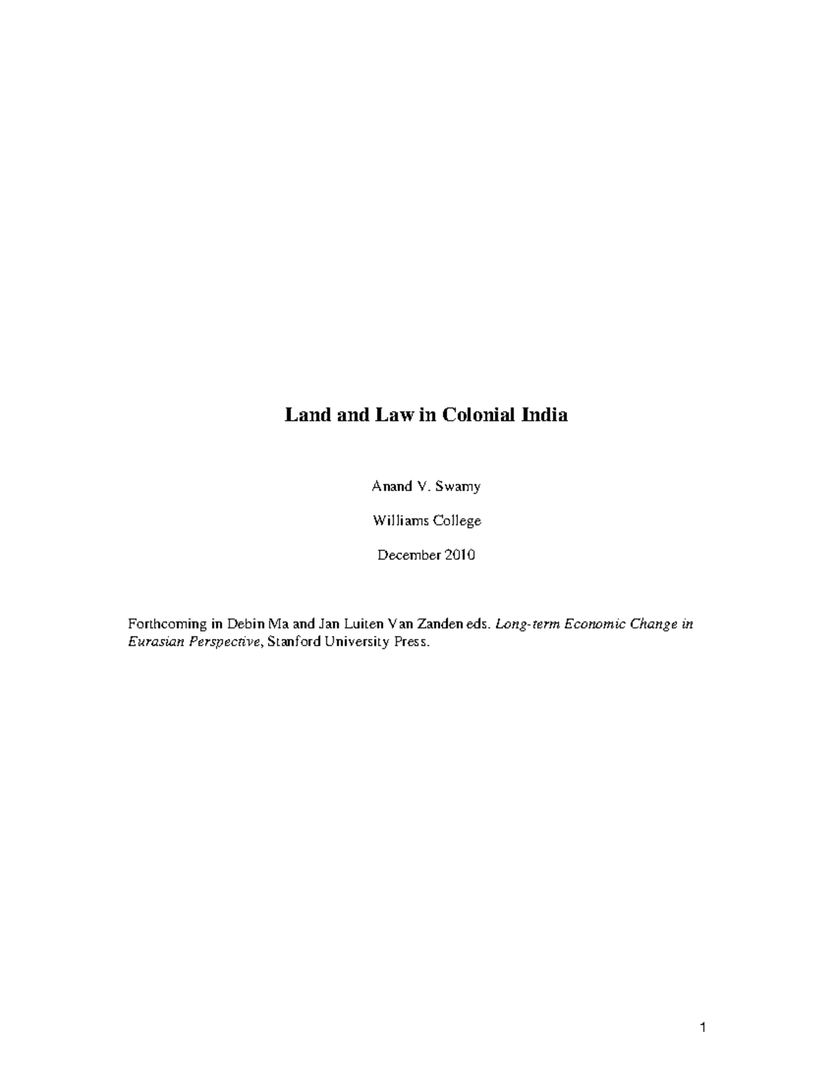 Swamy Land And Law In Colonial India - Land And Law In Colonial India ...