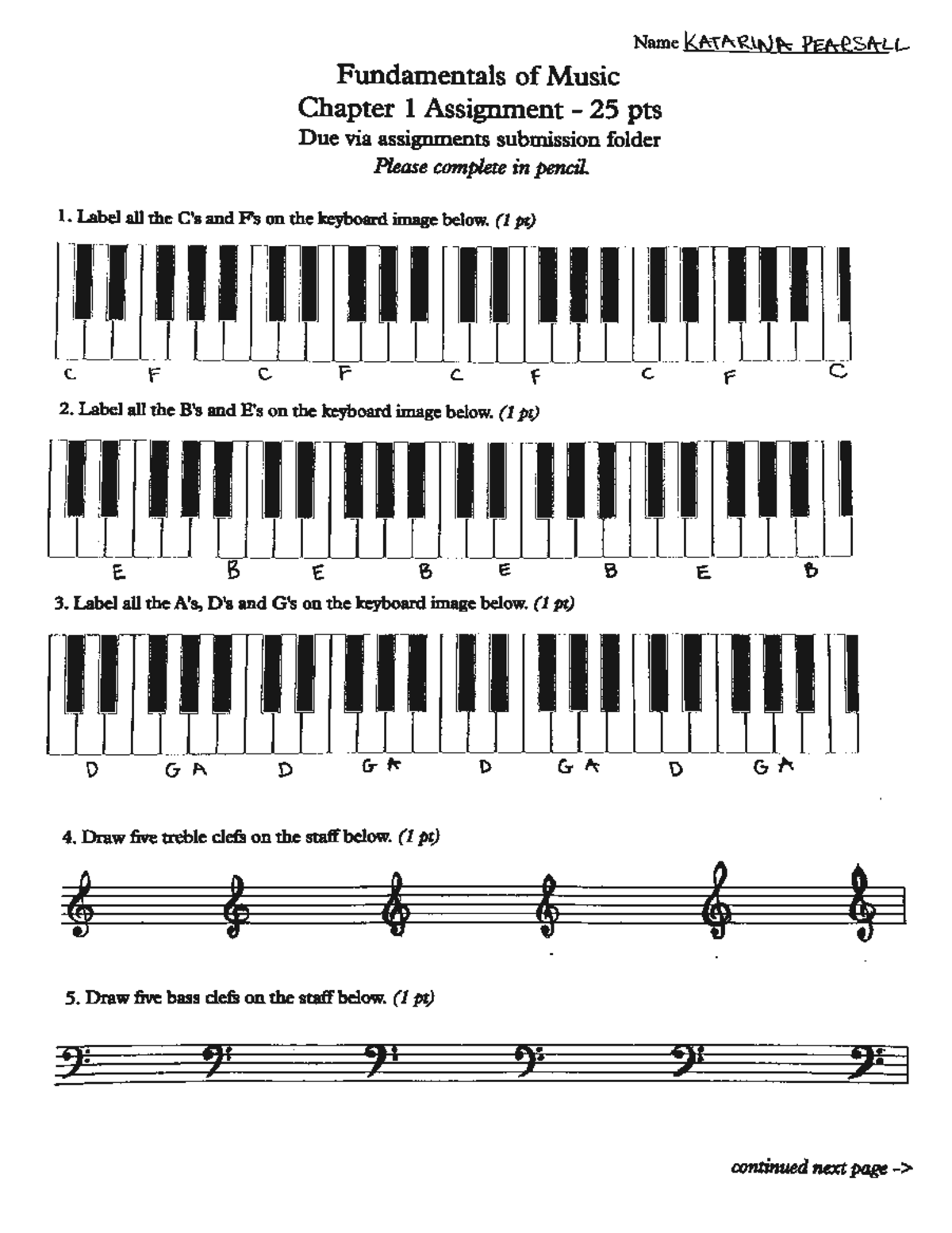 MUSC 1030 / Fundamentals of Music / Homework Assignment / Ch. 1 ...