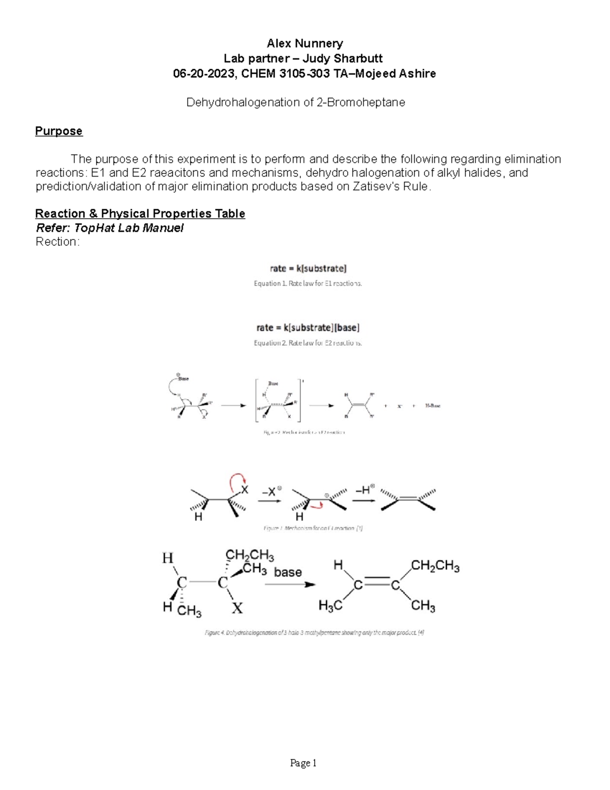Ochem 3105exp9 Lab Report Alex Nunnery Lab Partner Judy Sharbutt 06 20 2023 Chem 3105 303 Ochem 3105exp9 Lab Report Alex Nunnery Lab Partner Judy Sharbutt 06 20 2023 Chem 3105 303