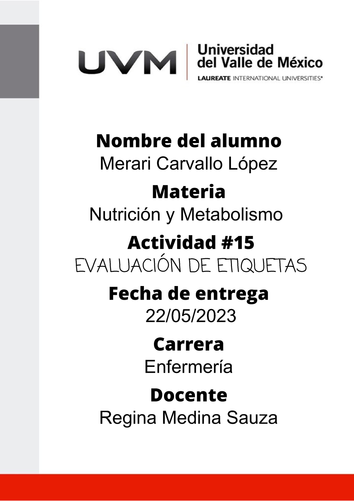 Act15 Clm Evaluacion De Etiquetas Actividad 15 Nutricion Y Metabolismo Nombre Del Alumno 5260