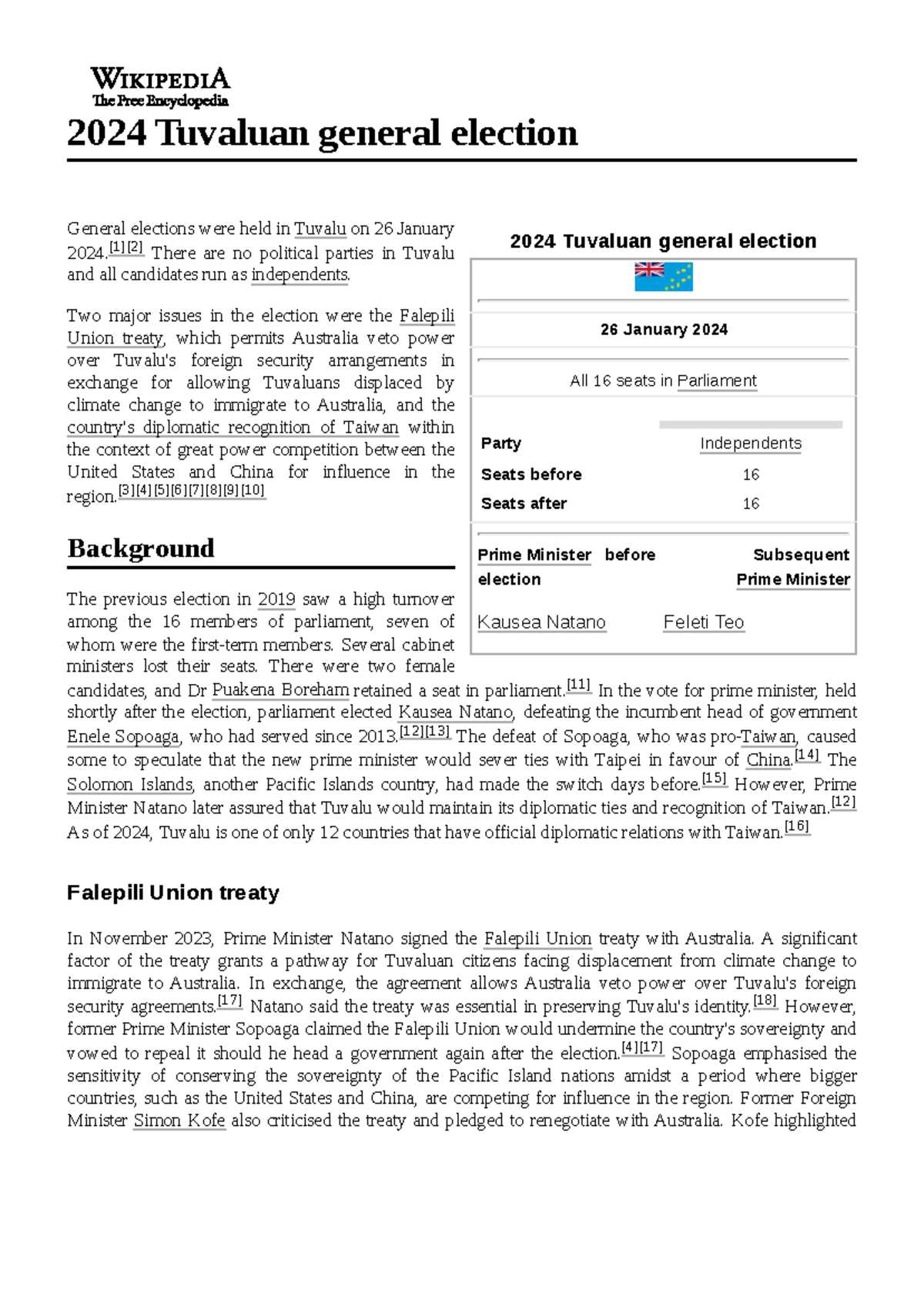 2024 Tuvaluan general election 2024 Tuvaluan general election 26