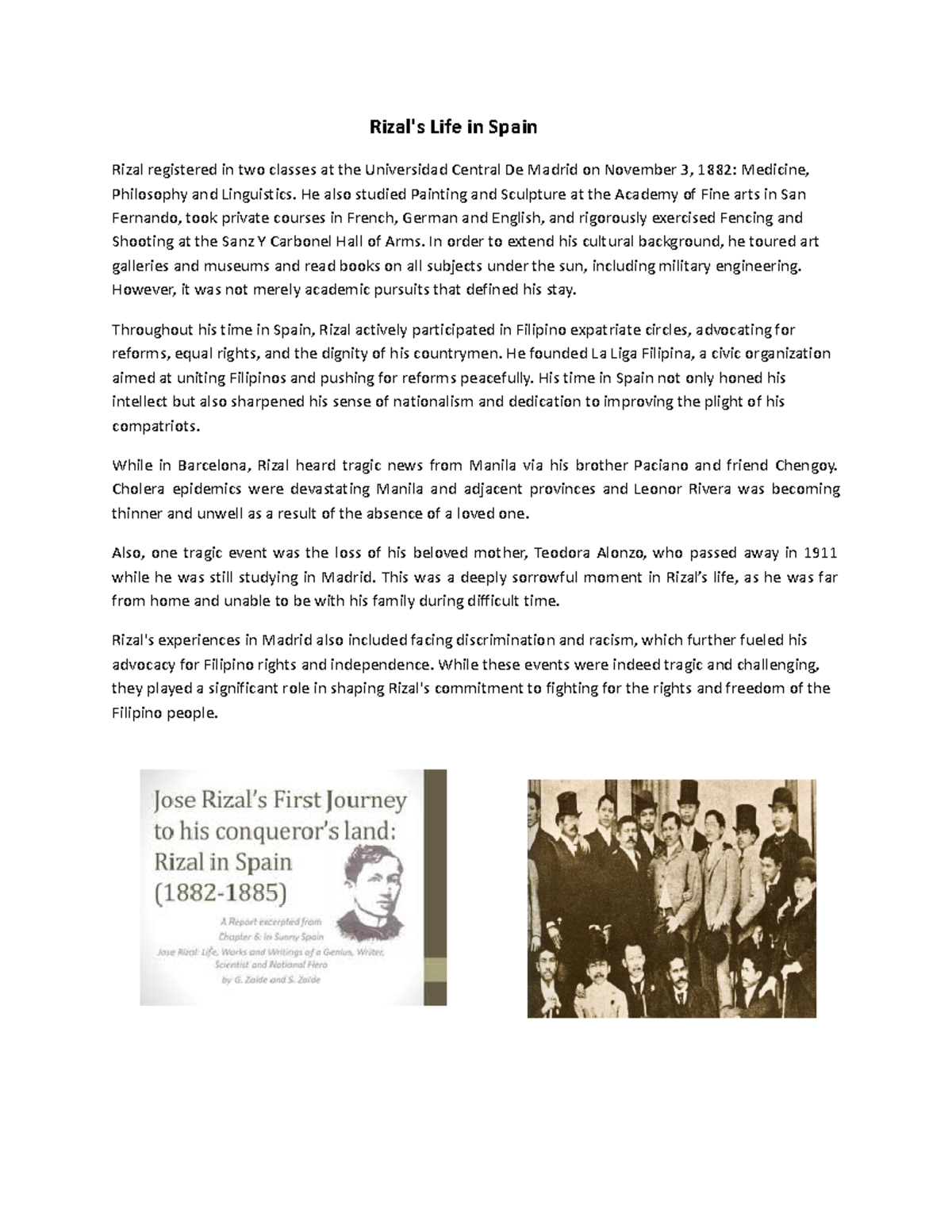 Rizal'S LIFE IN Barcelonaaa Rizal's Life in Spain Rizal registered in