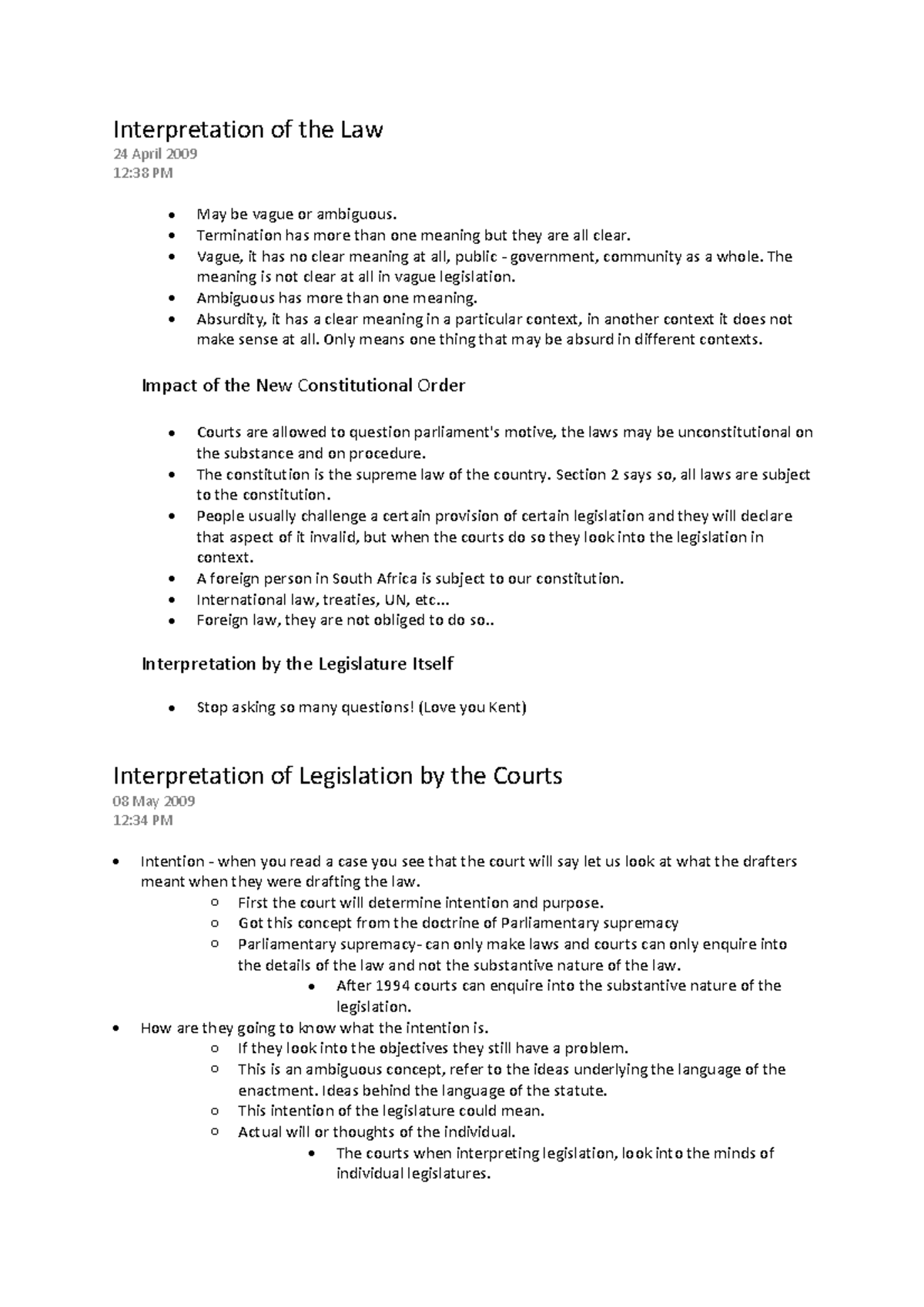 6 Interpretation of the Law Interpretation of the Law 24 April 2009