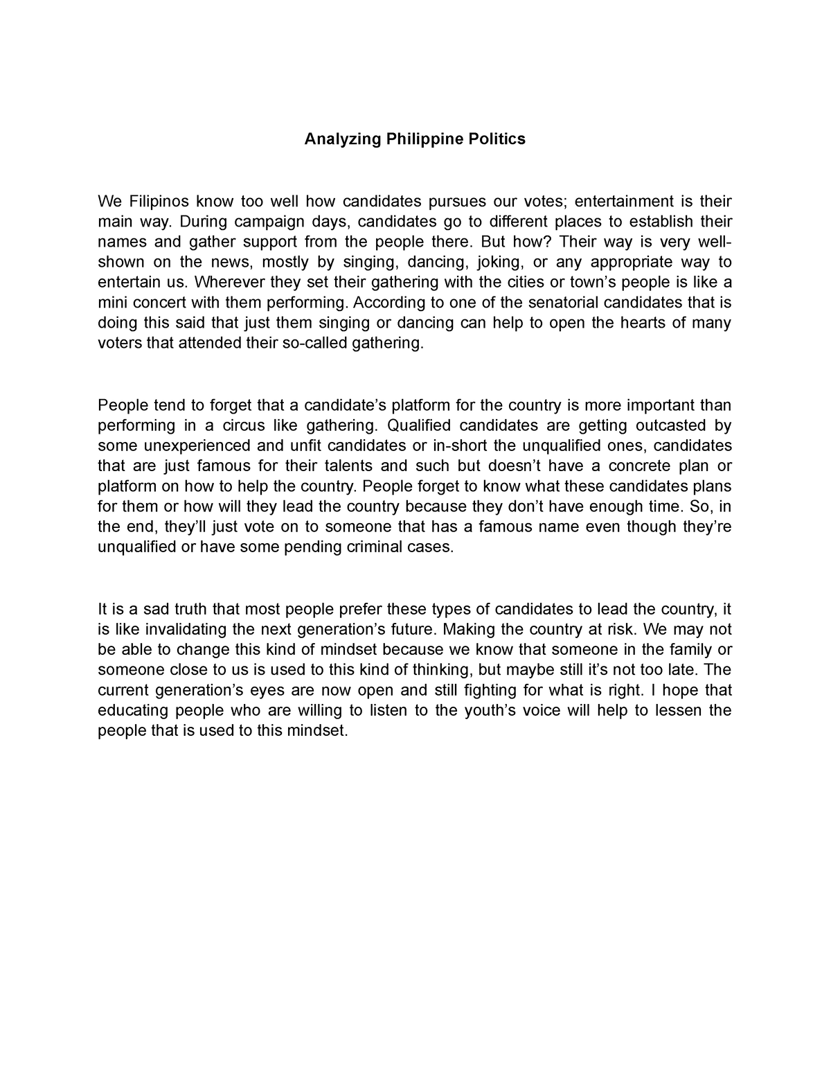 essay about politics in the philippines tagalog