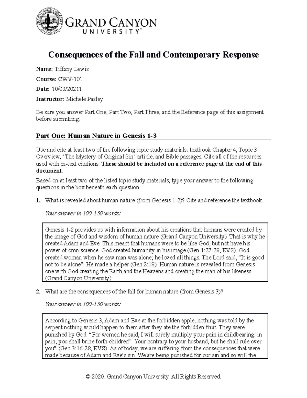 CWV 101 301 RS T3Conseq Of The Fall Contemporary Response Online - 101 ...