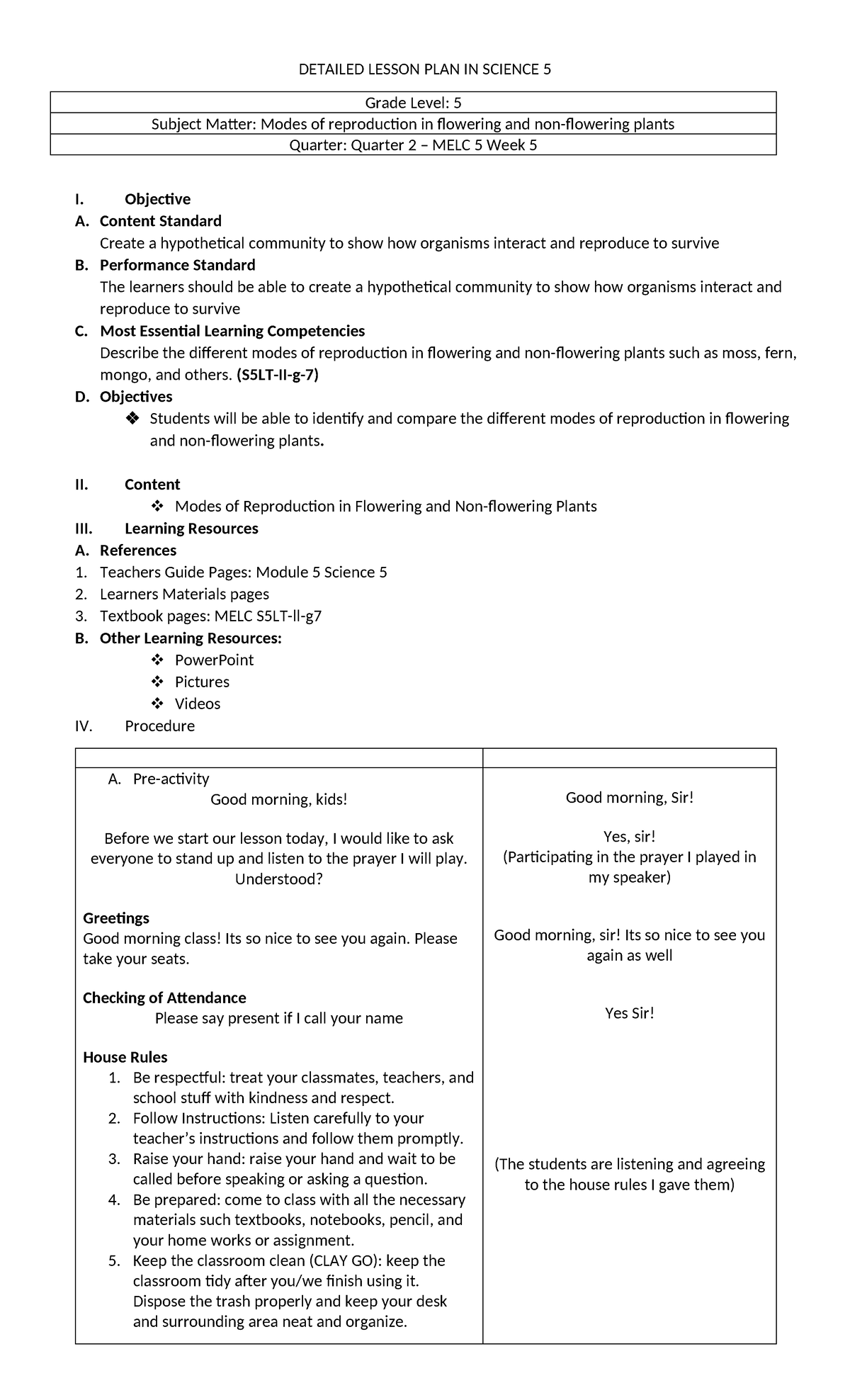 Detailed- Lesson-PLAN-IN- Science-5 - DETAILED LESSON PLAN IN SCIENCE 5 ...