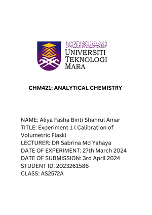 Tutorial 2 Chm256 - TUTORIAL 2 EVALUATION OF EXPERIMENTAL DATA Give The ...