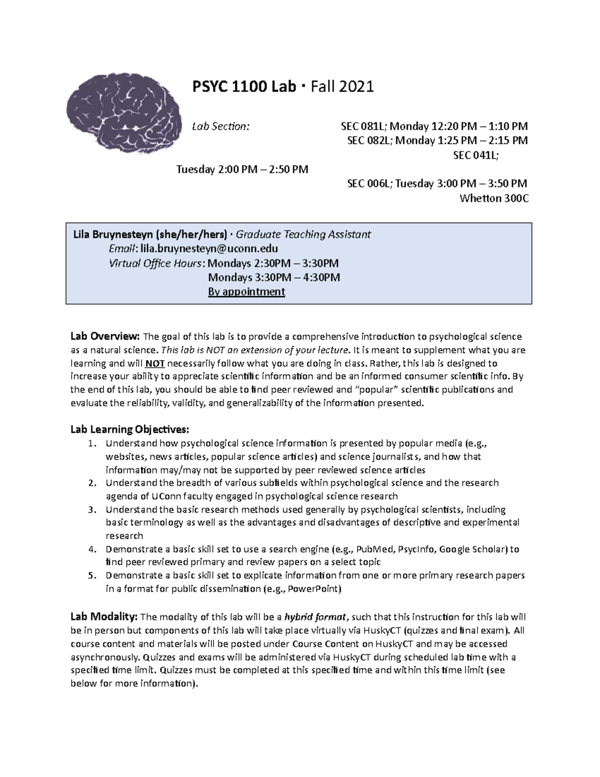 Psyc 1100 Uconn 89 - n5213ko