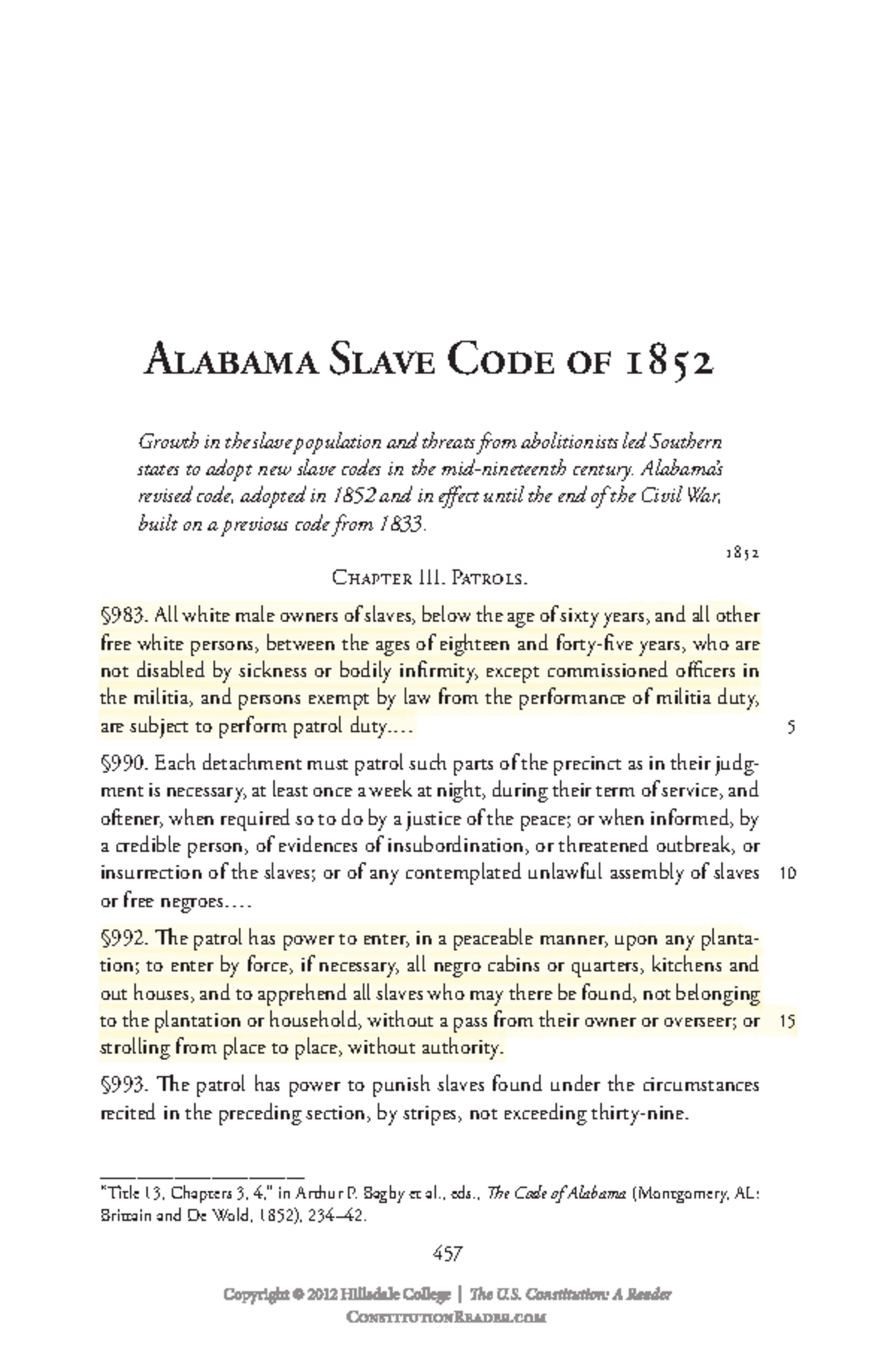 1852 Alabama Slave Codes Alabama Slave Code Of 1852 457 Growth In The Slave Population And 9114