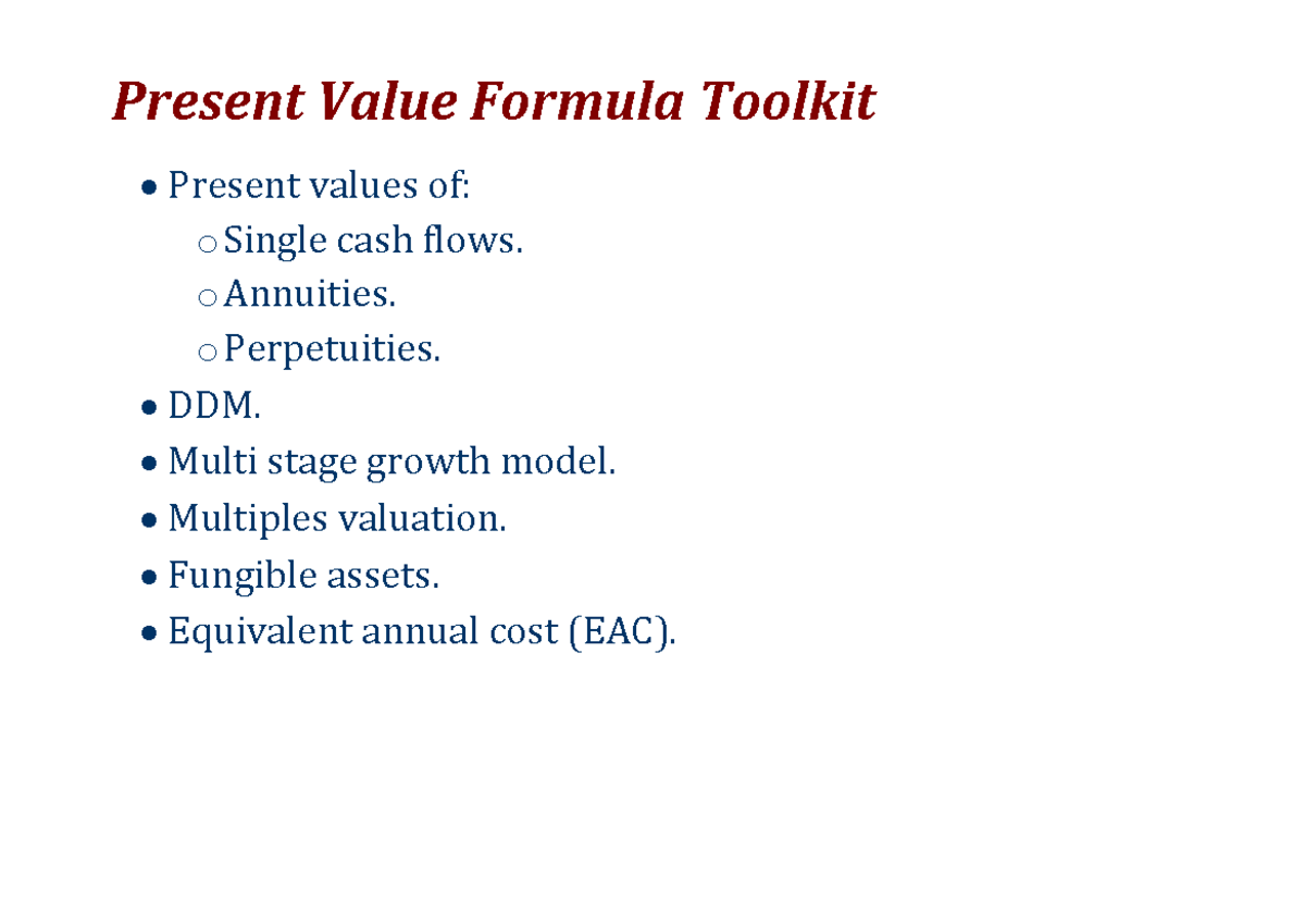 2 present value formula toolkit - AFIN102 - MQ - Studocu