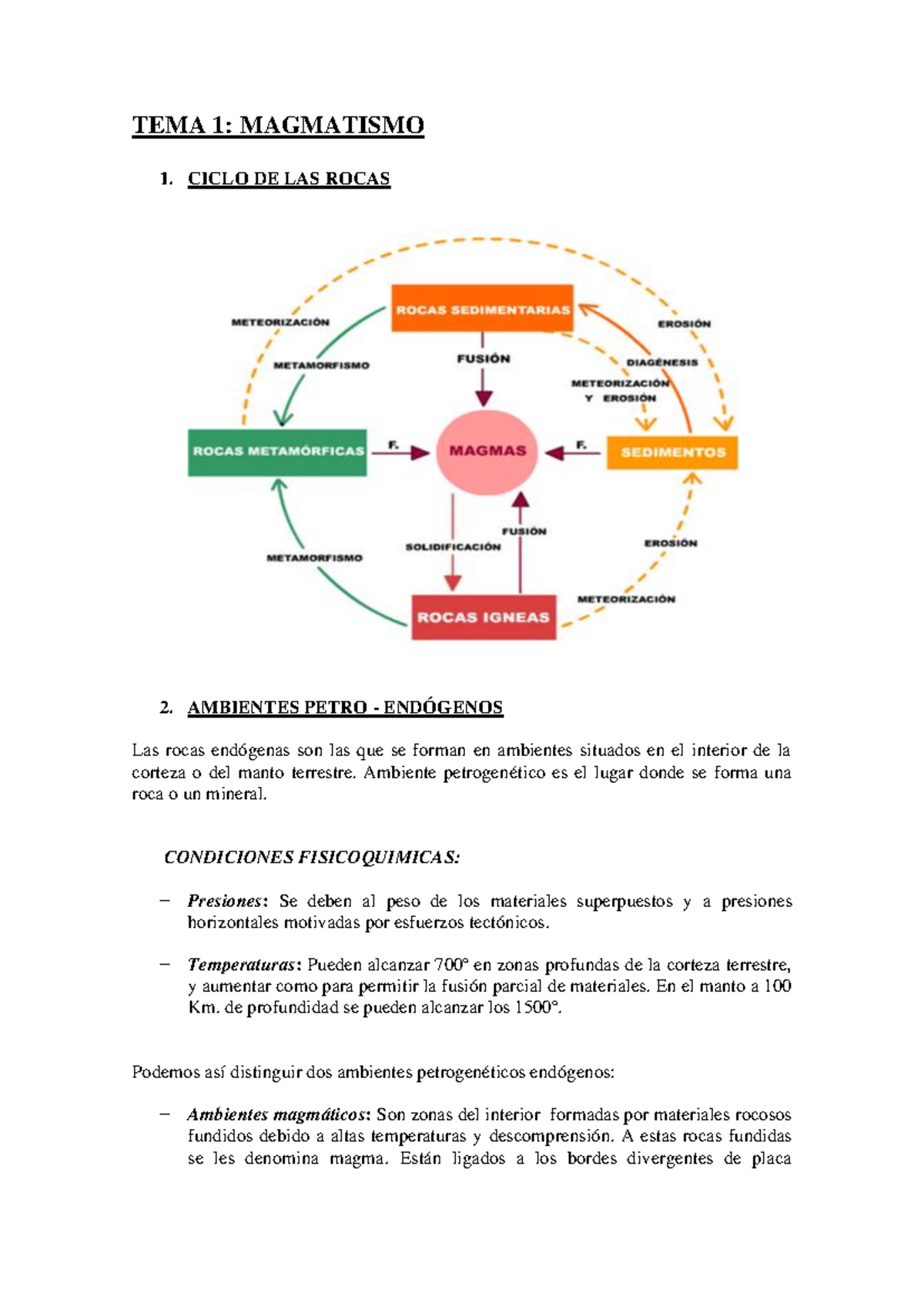 Geologia tema 1 magmatismo - TEMA 1: MAGMATISMO 1. CICLO DE LAS ROCAS 2 ...