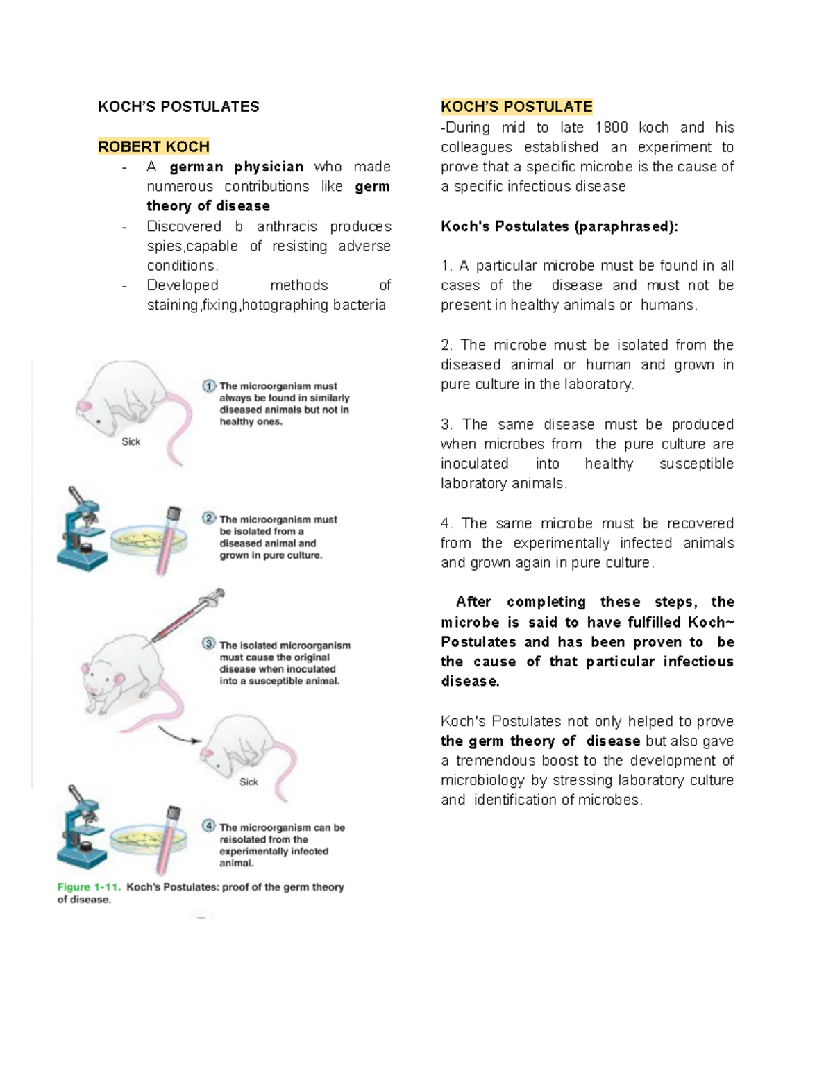 KOCH’S Postulates - ccccc - KOCH’S POSTULATES ROBERT KOCH A german ...