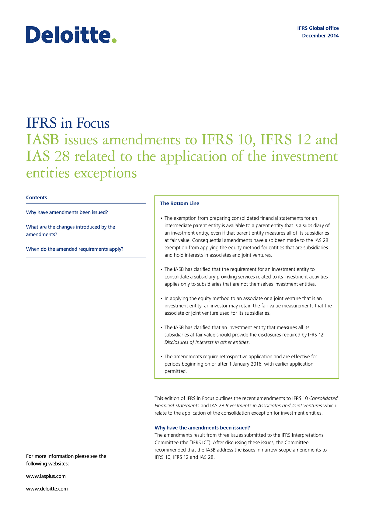 IFRS In Focus IFRS 10 - IFRS In Focus IASB Issues Amendments To IFRS 10 ...