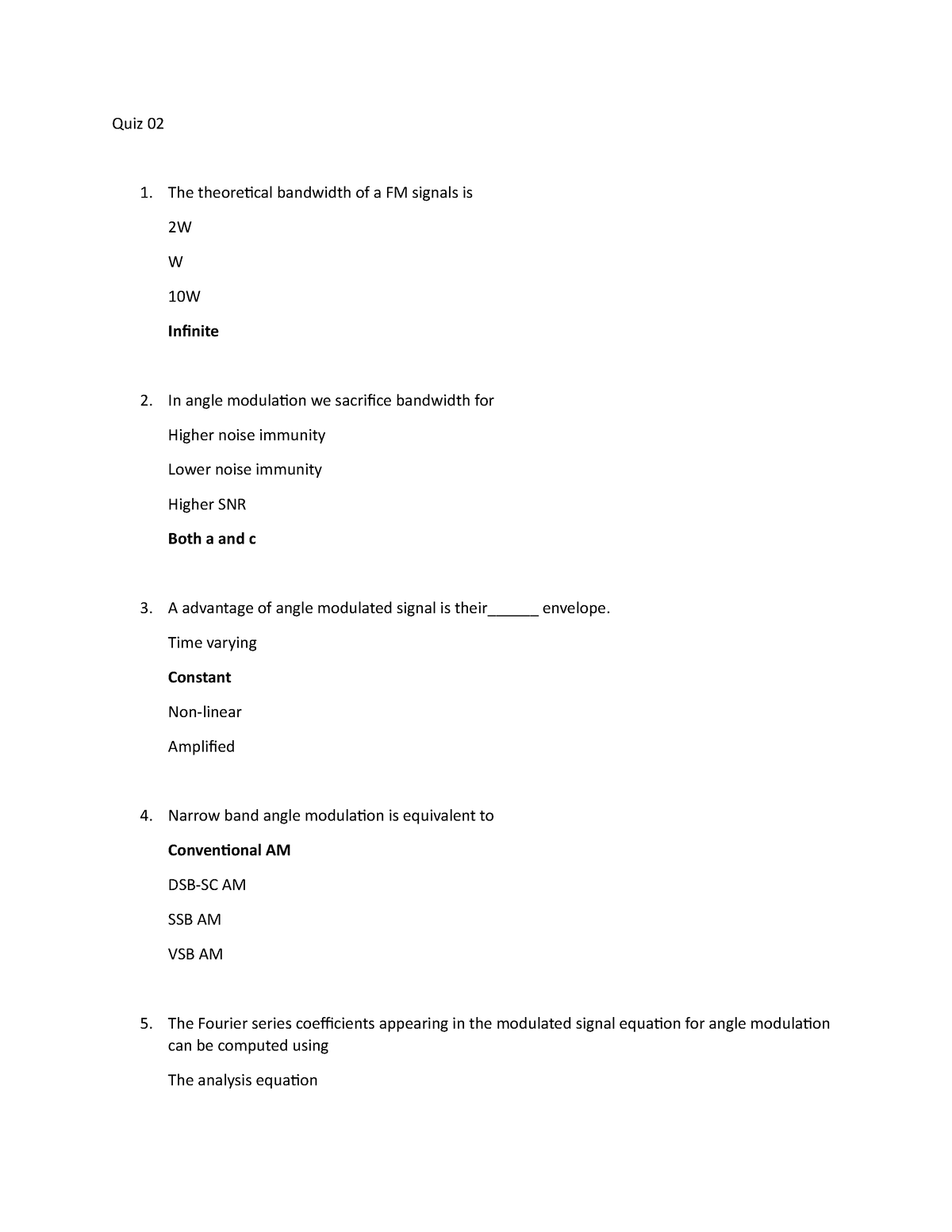 All mcqs poc - Related mcqs - Quiz 02 The theoretical bandwidth of a FM ...