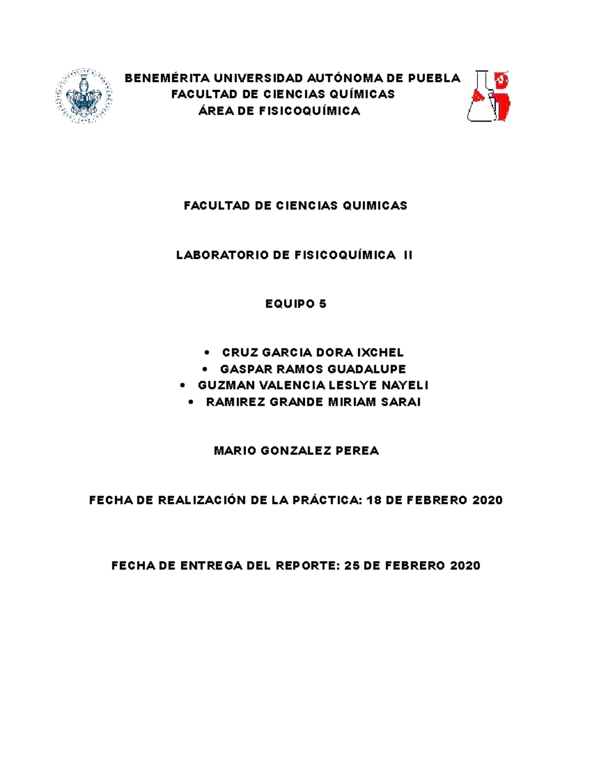 E5p3ma810 Reporte Practica Fisicoquimica BenemÉrita Universidad AutÓnoma De Puebla Facultad 7482