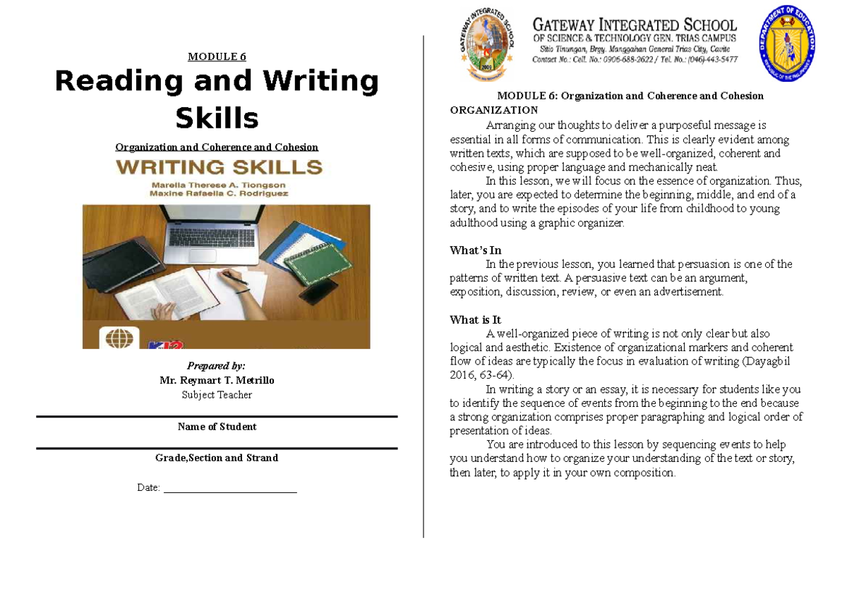 Reading and Writing Skills Module 6/ School Year 20212022/ From