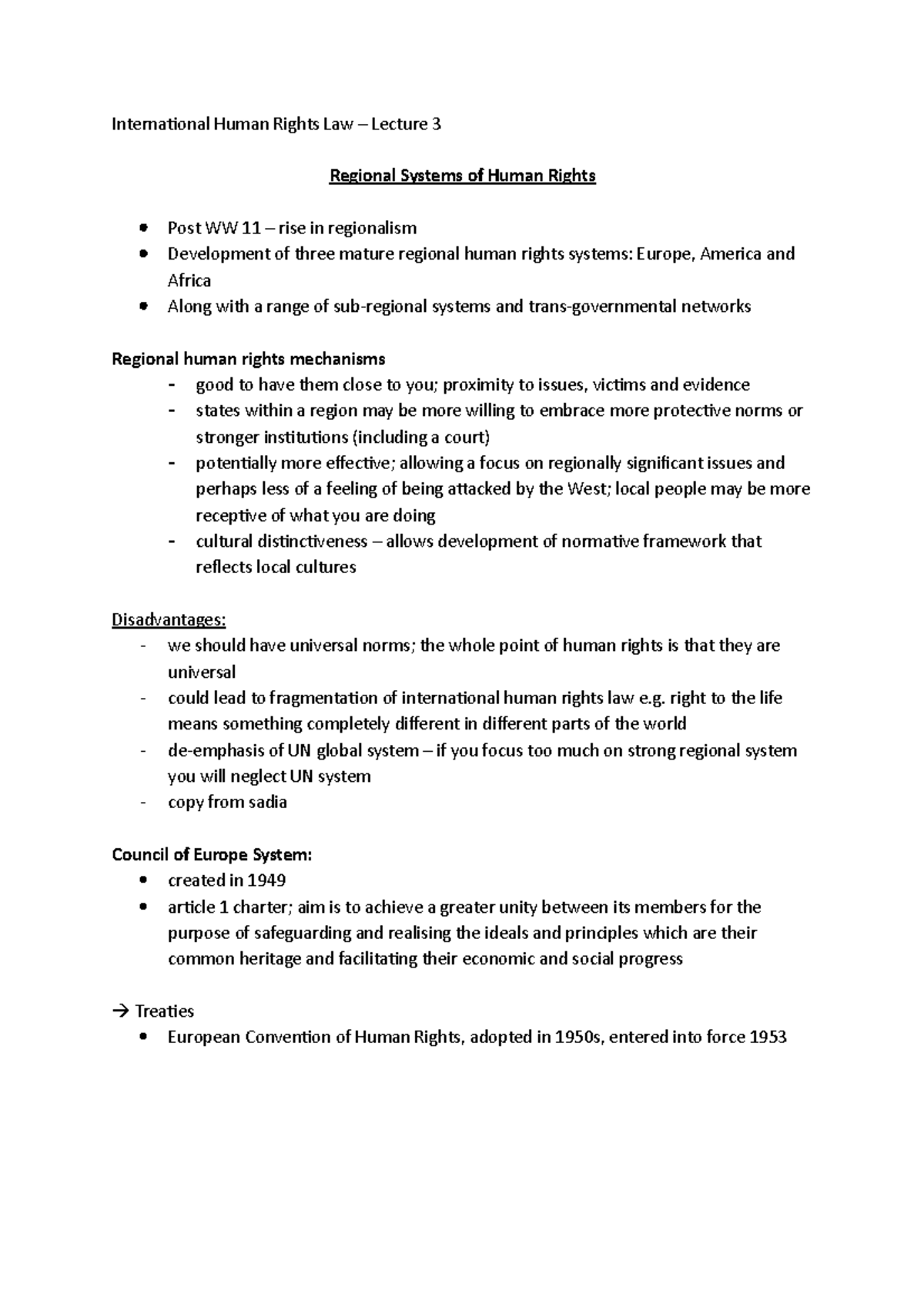International Human Rights Law lecture 3 - Internaional Human Rights ...