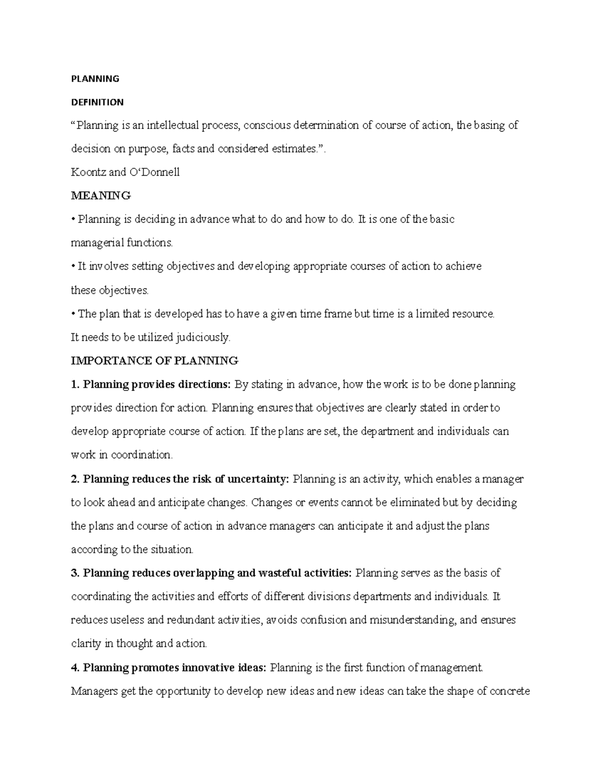 Planning PLANNING DEFINITION Planning Is An Intellectual Process