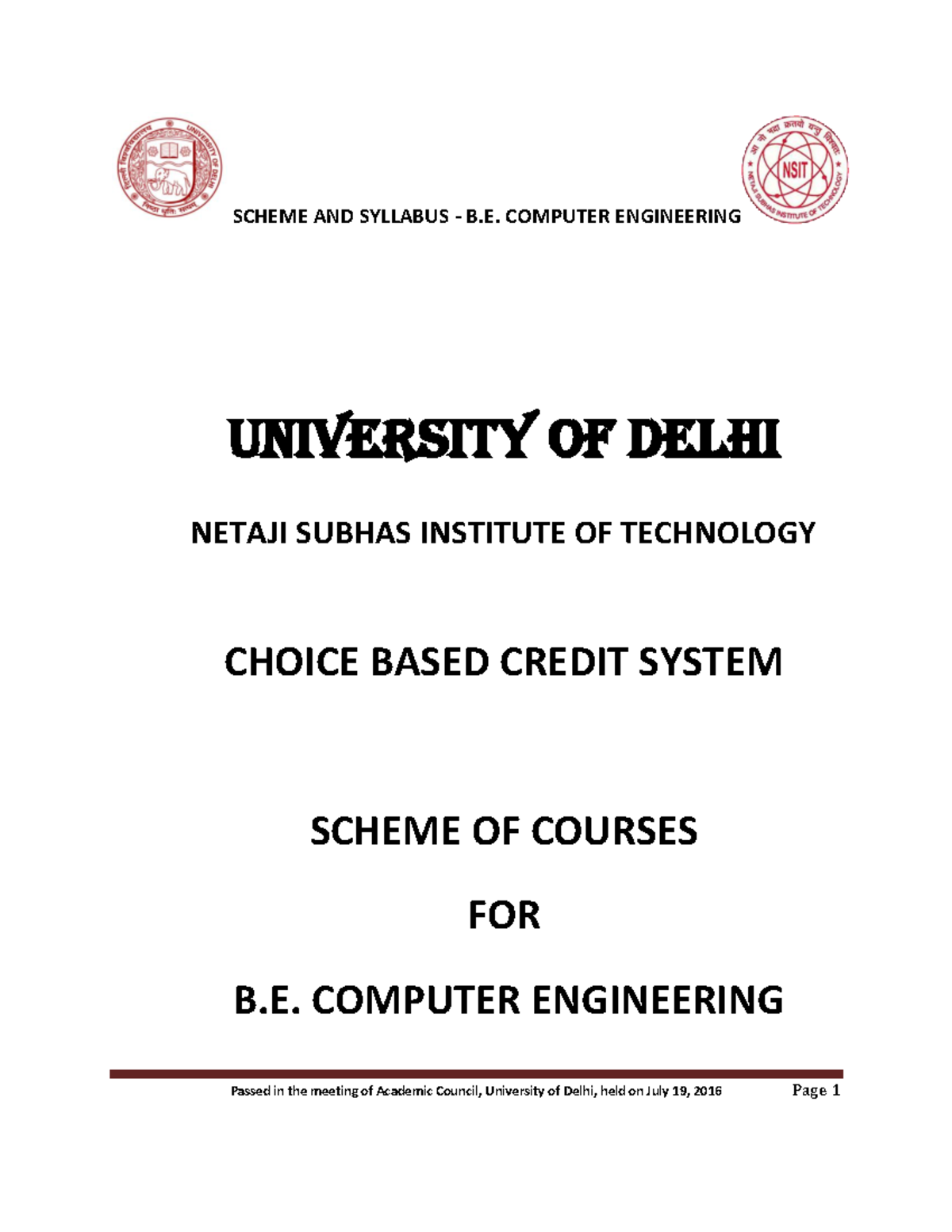 NSUT - Summary - UNIVERSITY OF DELHI NETAJI SUBHAS INSTITUTE OF ...