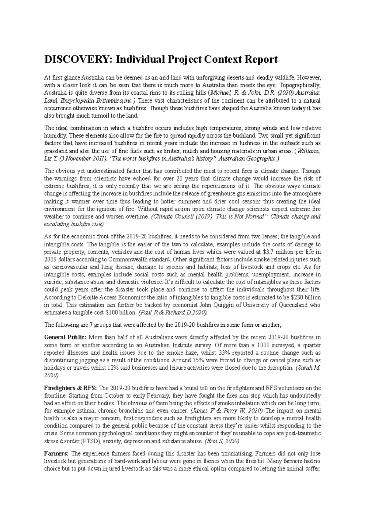 Discovery: Individual Project Context Report - DISCOVERY: Individual ...