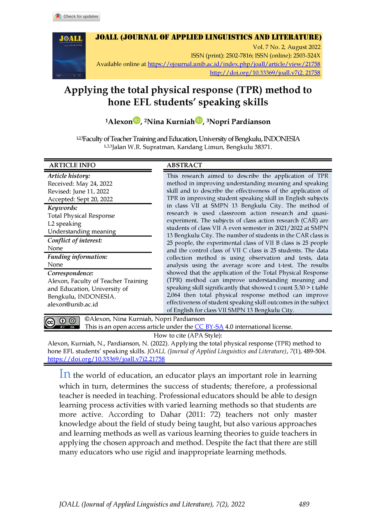 21758-Article Text-57301-65562-10-20221009 - JOALL (Journal of Applied ...