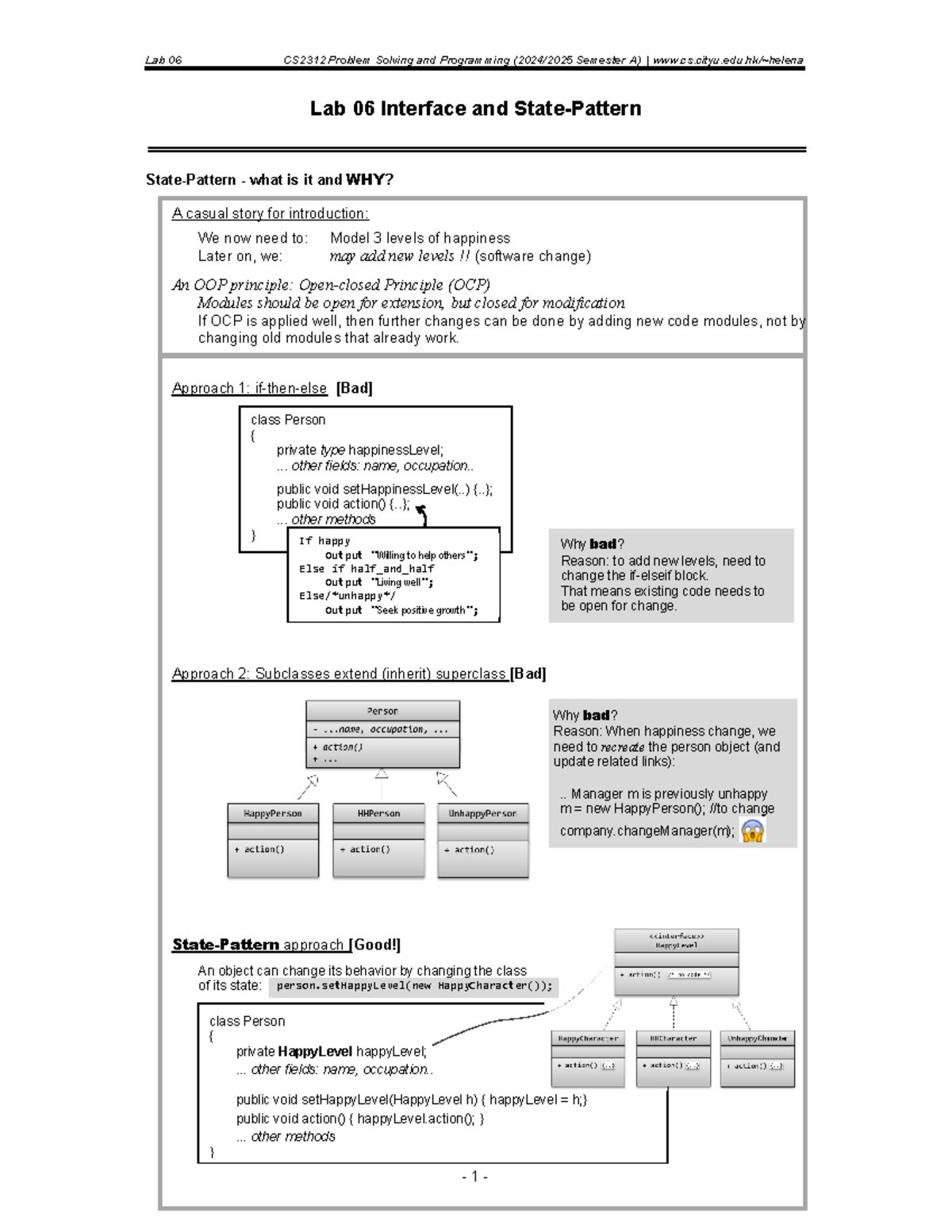 Lab06 - Lab6 problems - Lab 06 Interface and State-Pattern State ...