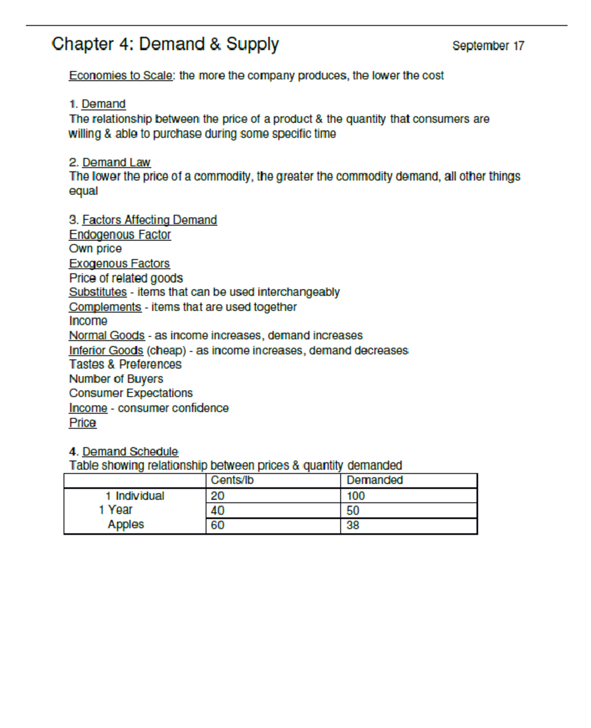 Chapter 4 Review, Demand curve and Supply - ECON 201 - Studocu