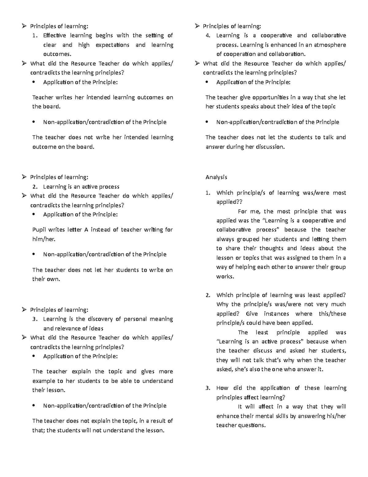 Principles of learning - Effective learning begins with the setting of ...