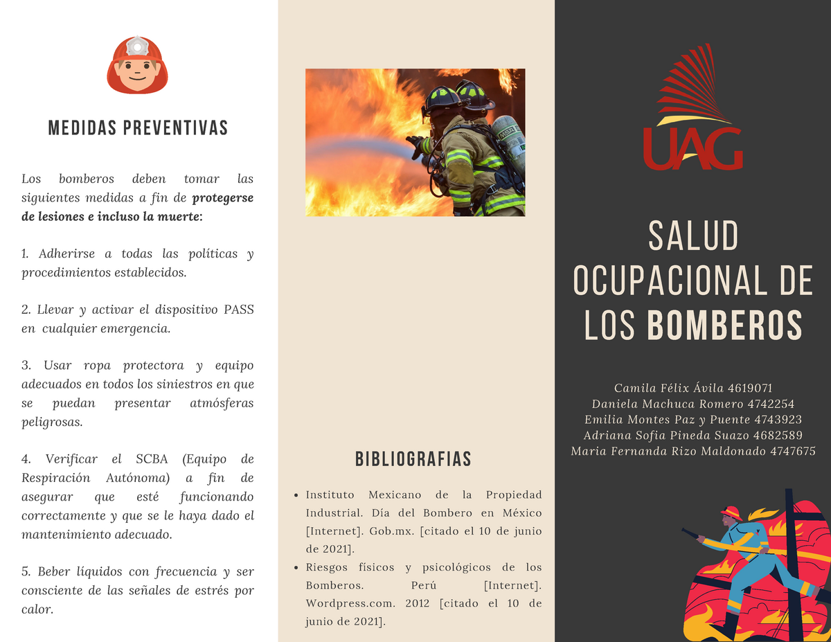 Tríptico Salud Ocupacional Los Bomberos Deben Tomar Las Siguientes Medidas A Fin De Protegerse 9619