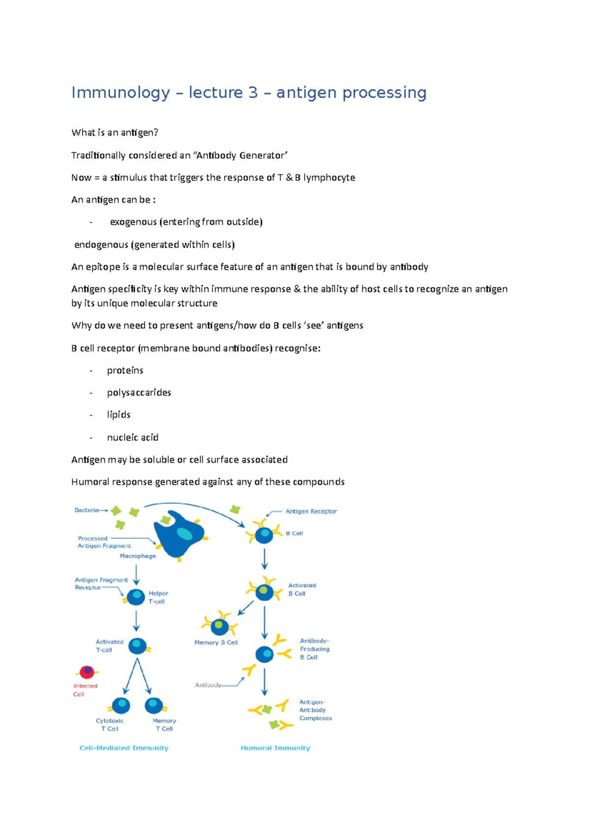 Lecture 3 antigen processing - Immunology – lecture 3 – antigen ...
