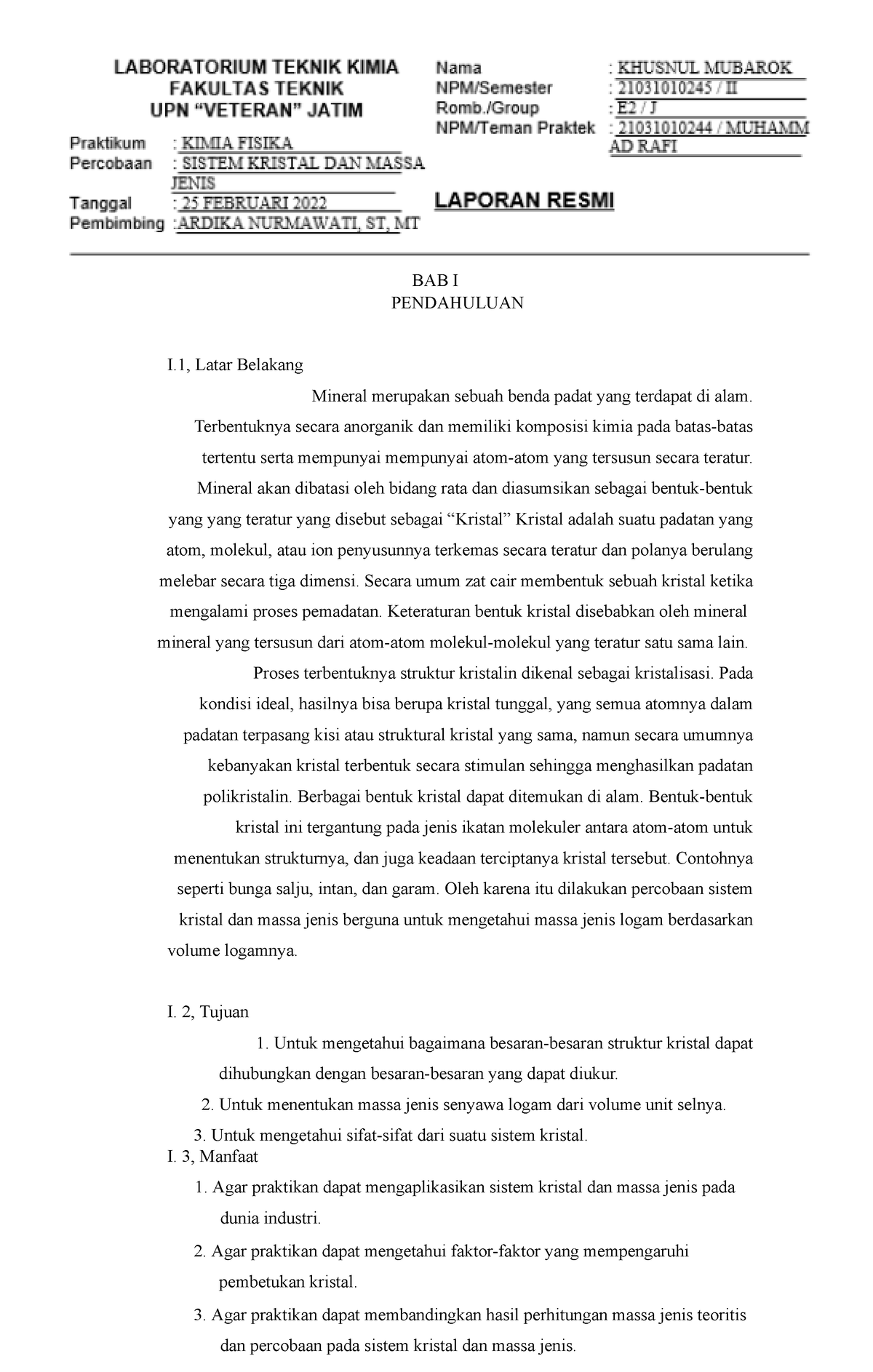 Lapres Modul 1 21-245 Group J E2 - BAB I PENDAHULUAN I, Latar Belakang ...